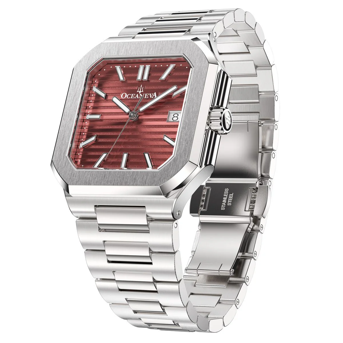 Tenuis Ultra-Thin Automatic Watch – Burgundy/Silver - Image 2