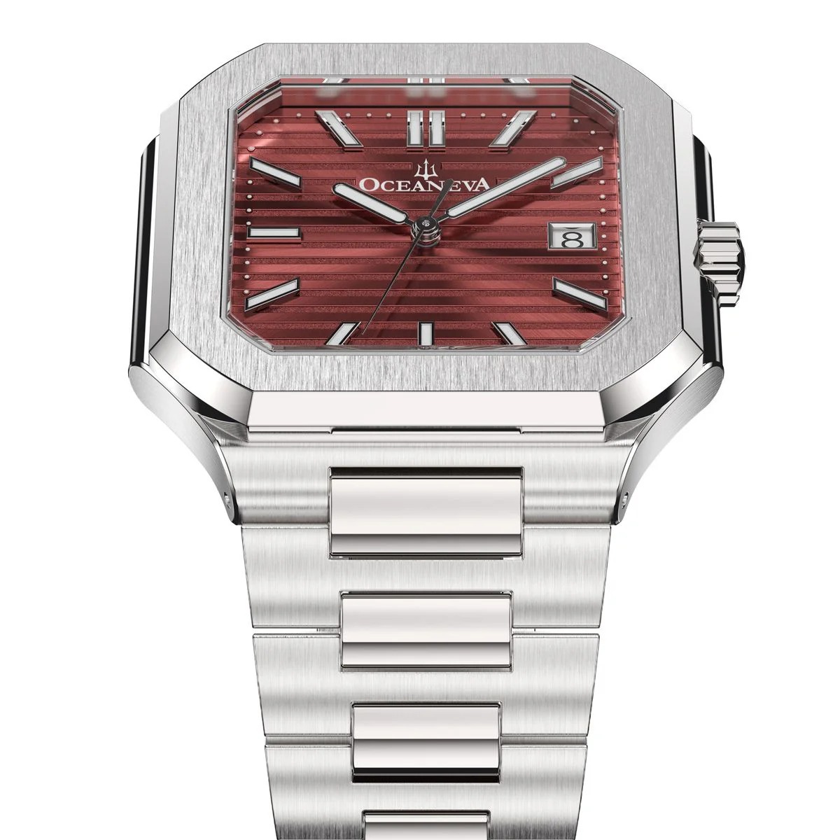 Tenuis Ultra-Thin Automatic Watch – Burgundy/Silver - Image 3