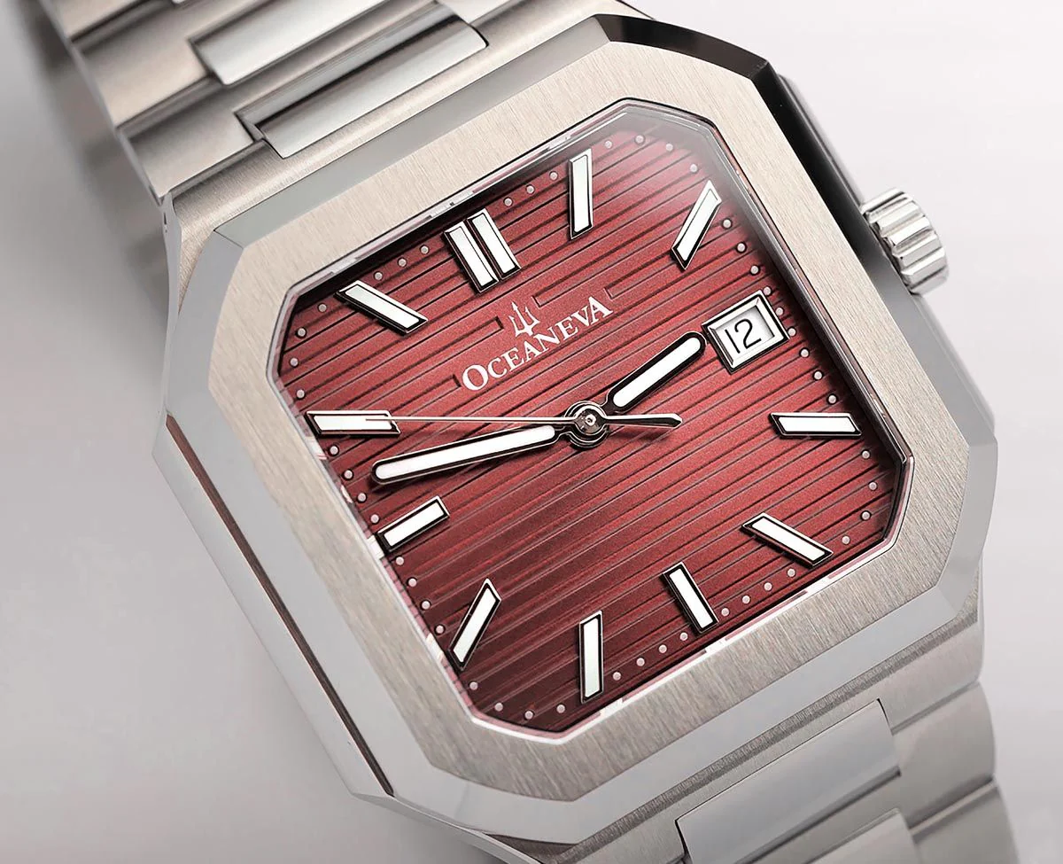 Tenuis Ultra-Thin Automatic Watch – Burgundy/Silver - Image 7