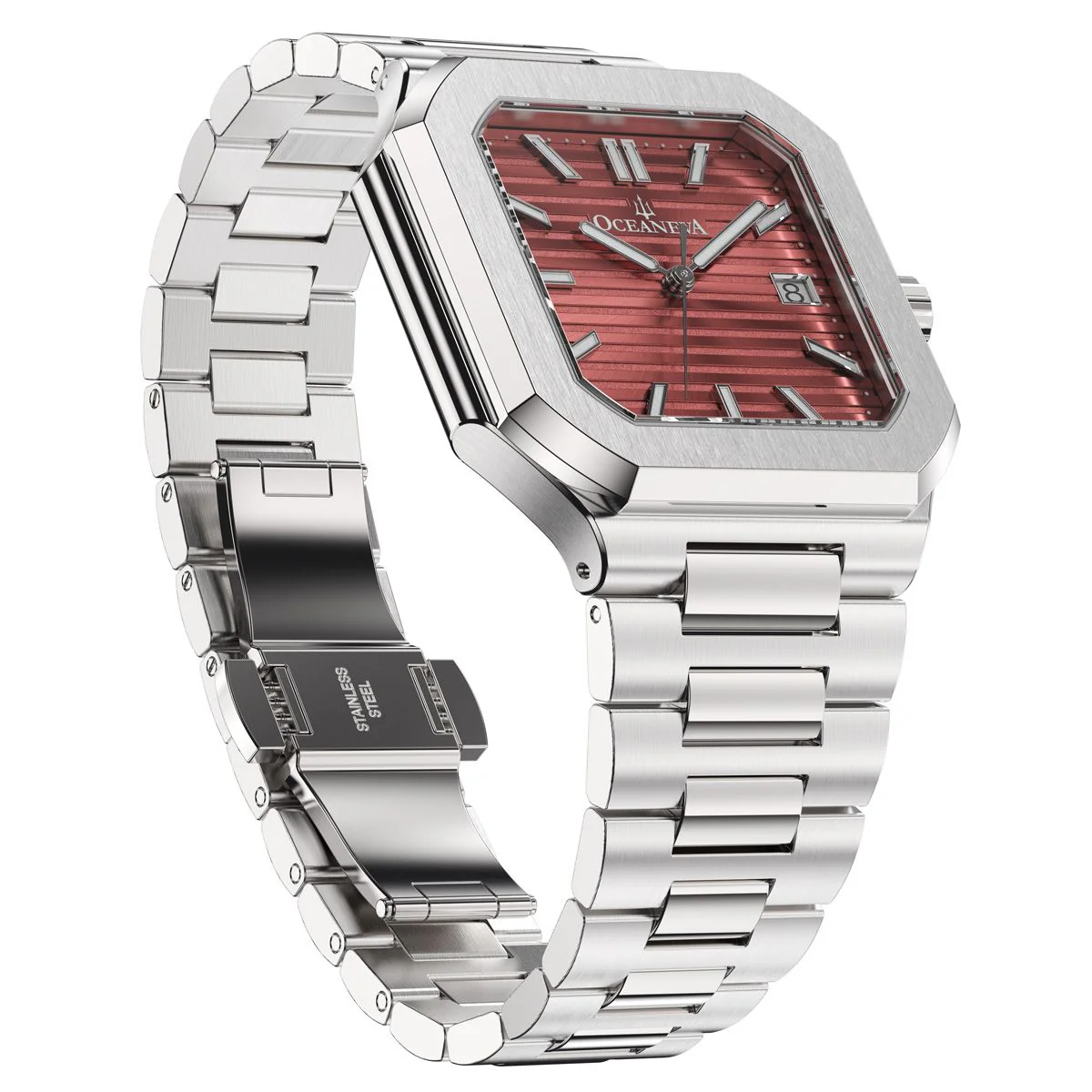 Tenuis Ultra-Thin Automatic Watch – Burgundy/Silver - Image 8
