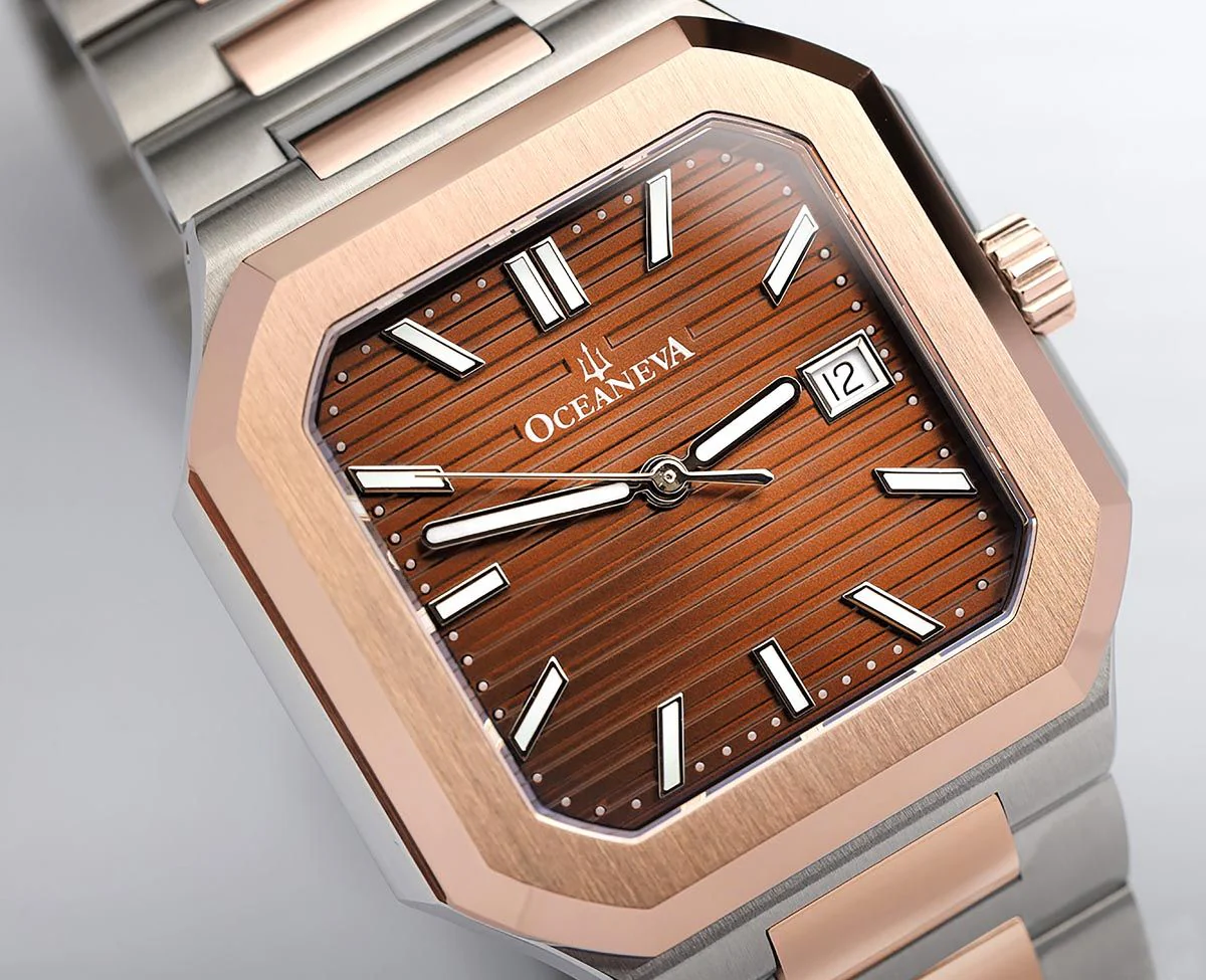 Tenuis Ultra-Thin Swiss Movement Automatic Rose Gold Bezel |Brown Dial - Image 2