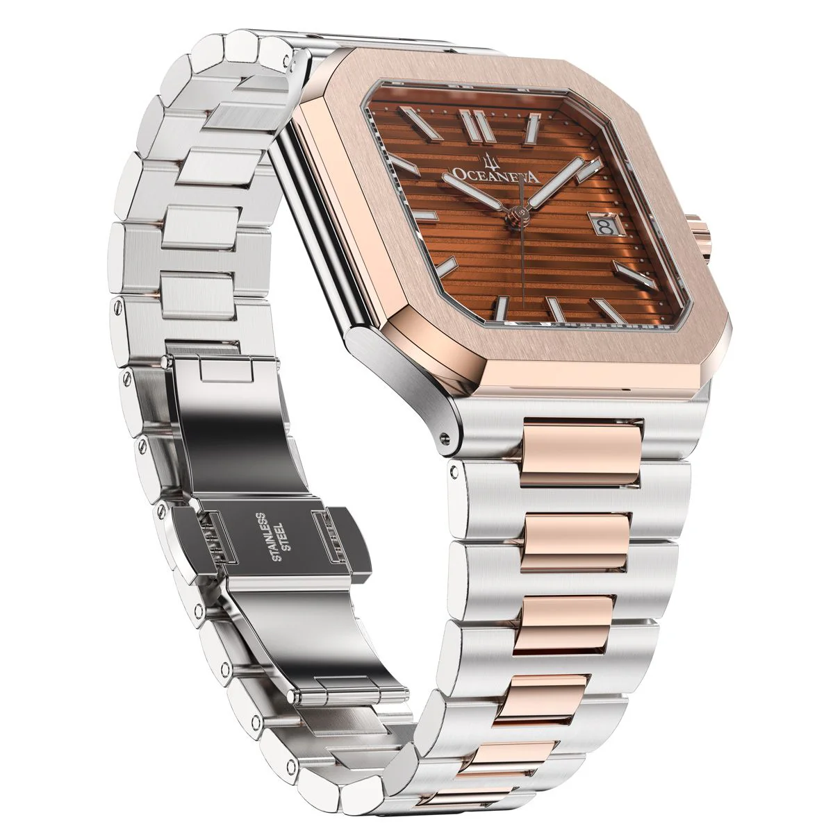 Tenuis Ultra-Thin Swiss Movement Automatic Rose Gold Bezel |Brown Dial - Image 6
