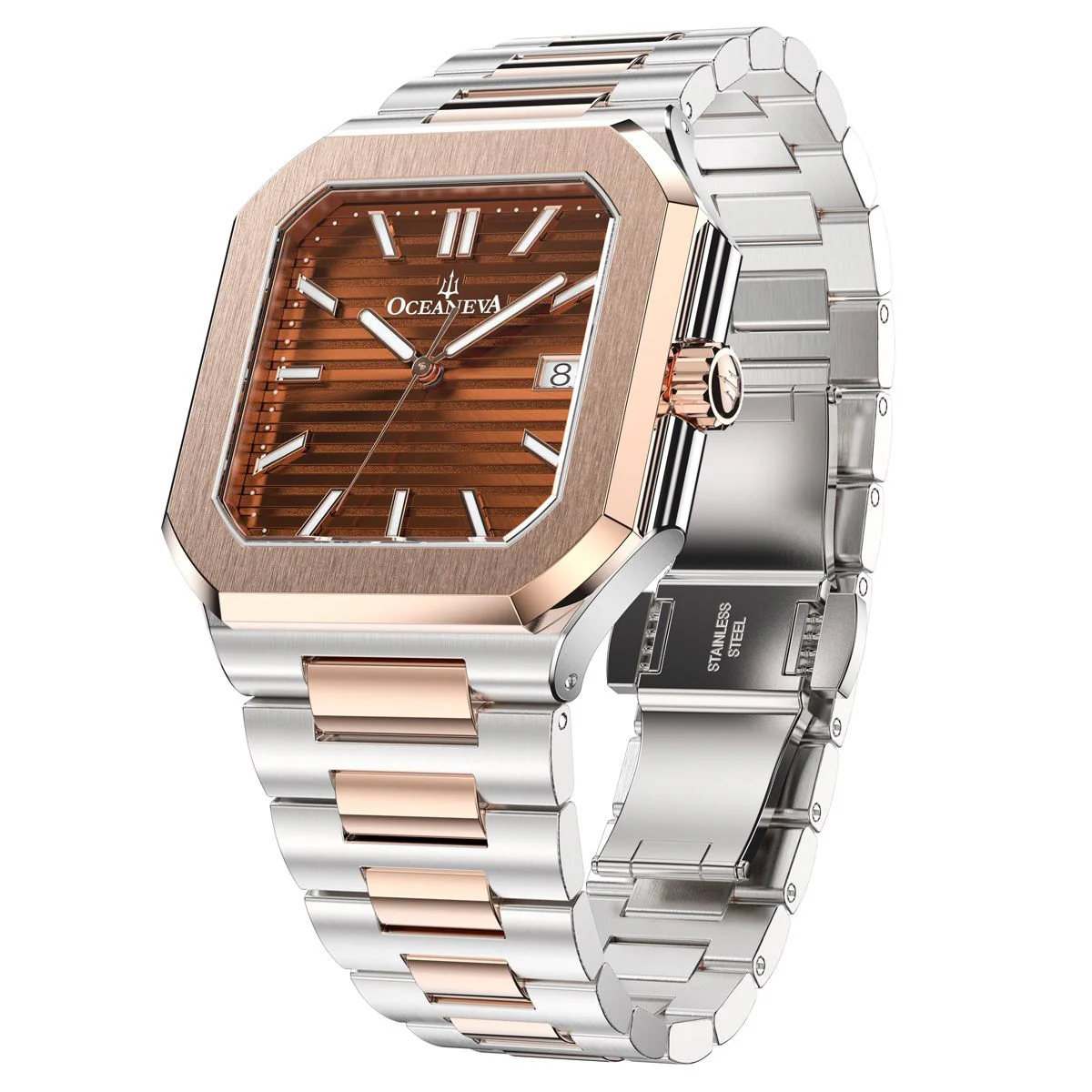 Tenuis Ultra-Thin Swiss Movement Automatic Rose Gold Bezel |Brown Dial - Image 8