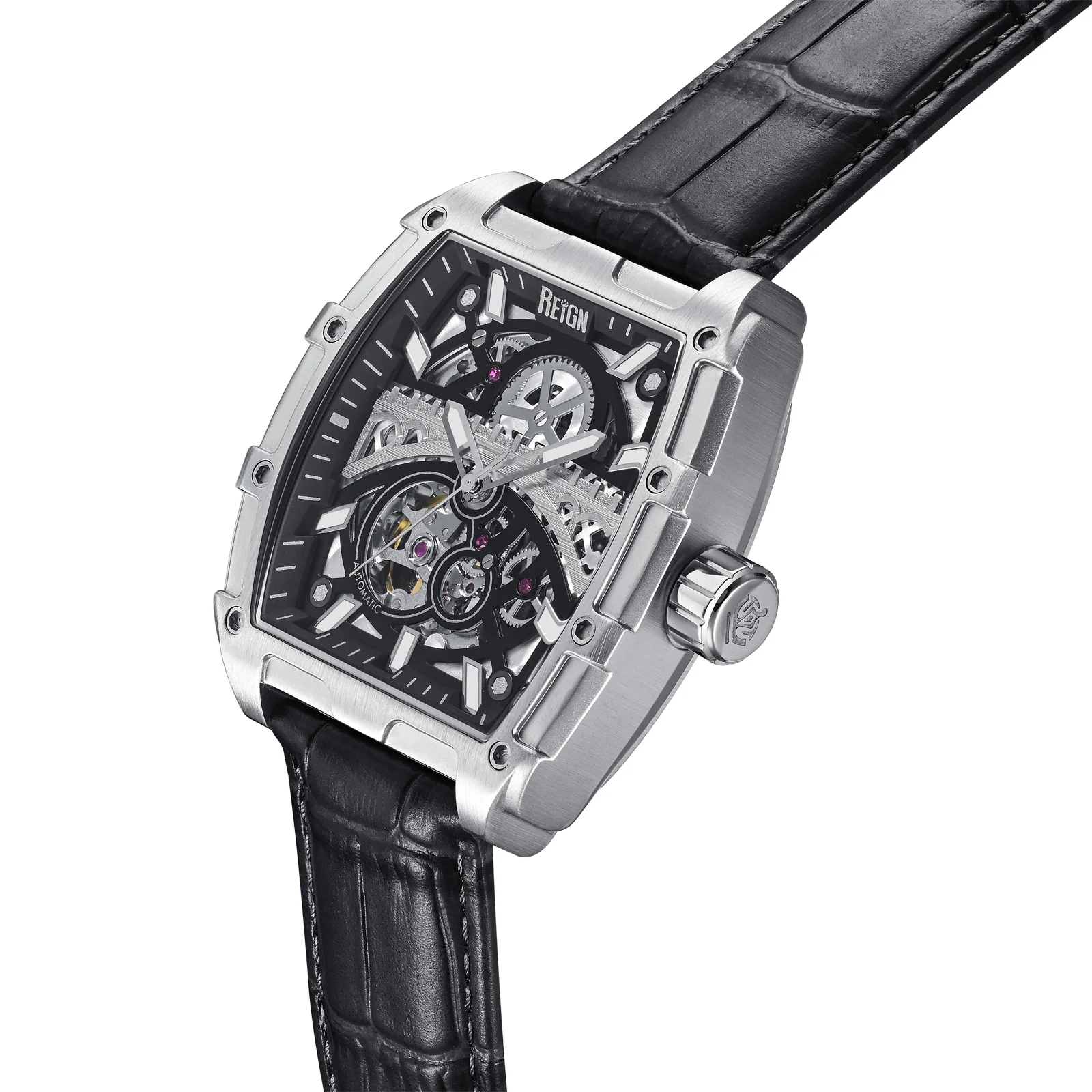 Olympia Japan Auto Skeleton Dial Black / Black | Black Dial - Image 2