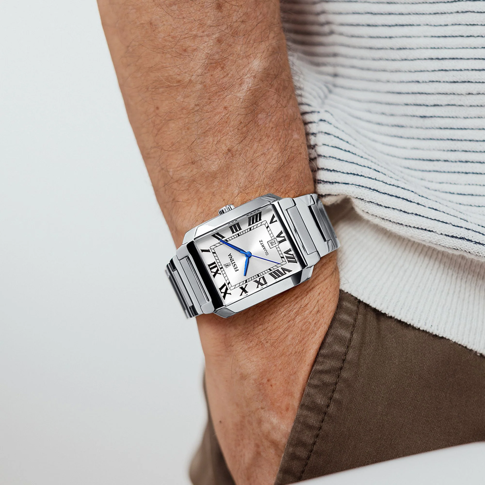 ON THE SQUARE White / Stainless steel White Dial - Image 3