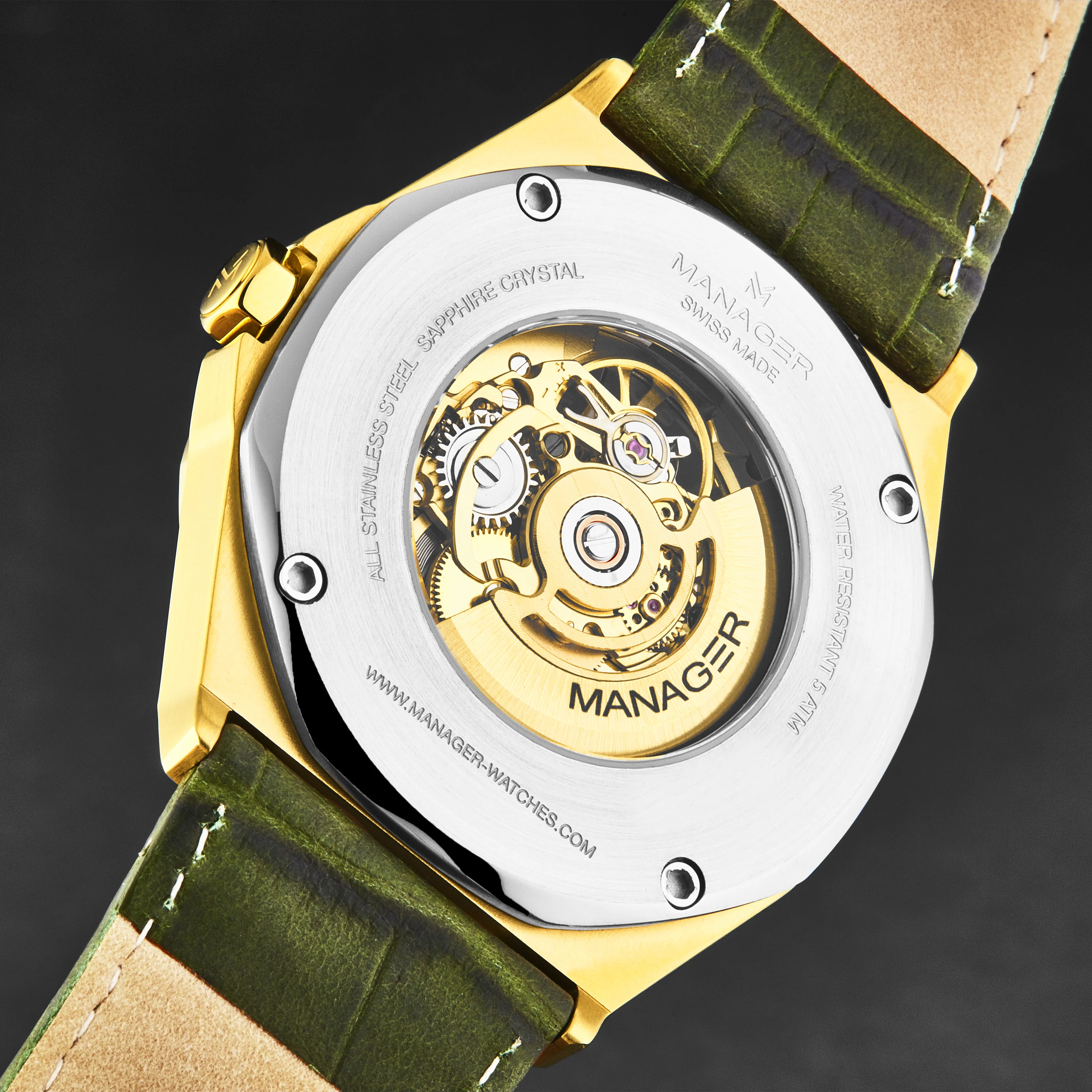 Open mind MAN-RO-12-GL / Green / Leather | Green Dial - Image 4