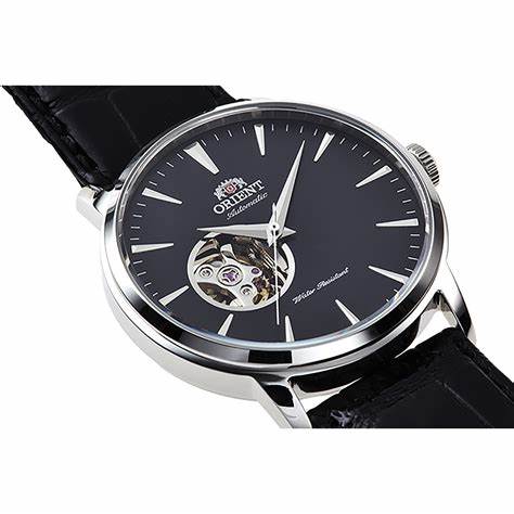 Contemporary Automatic Leather Strap Watch | Black Dial - Image 2