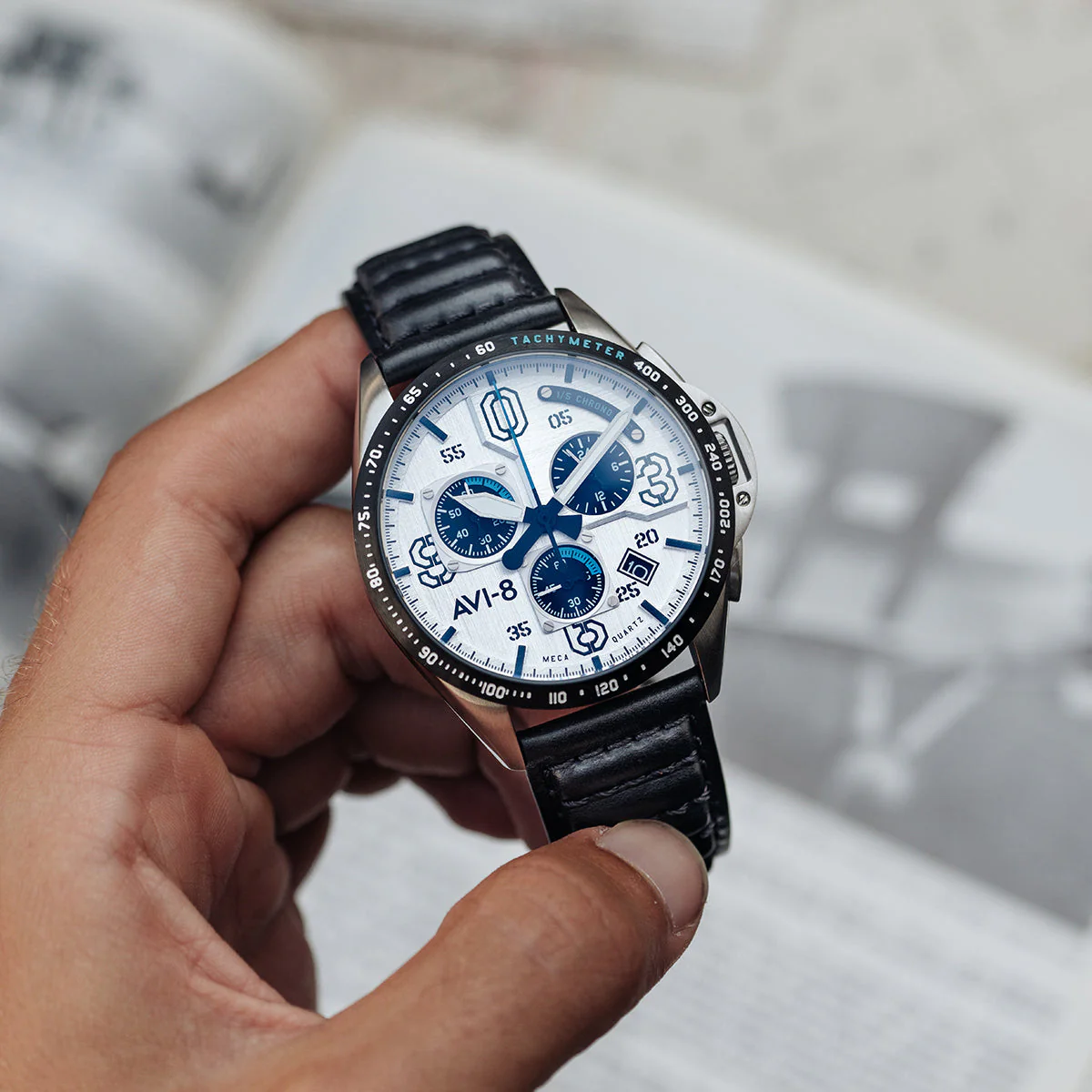 P-51 Mustang Blakeslee Chronograph White Dial / Leather | White Dial - Image 20