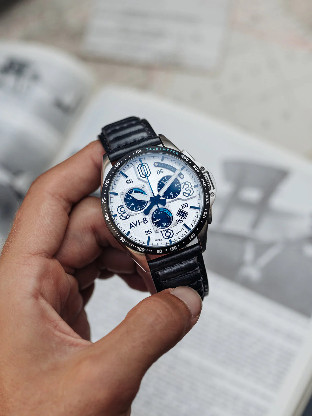 P-51 Mustang Blakeslee Chronograph White Dial / Leather | White Dial - Image 7