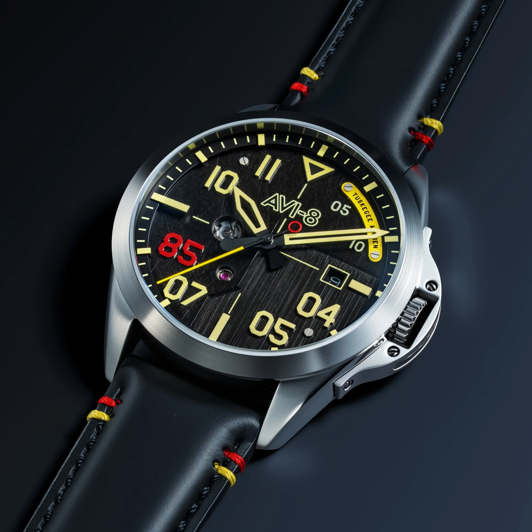 P-51 Mustang Patriot Automatic Tuskegee Airmen 85th Anniversary Limited Edition Black / Leather | Black Dial - Image 3