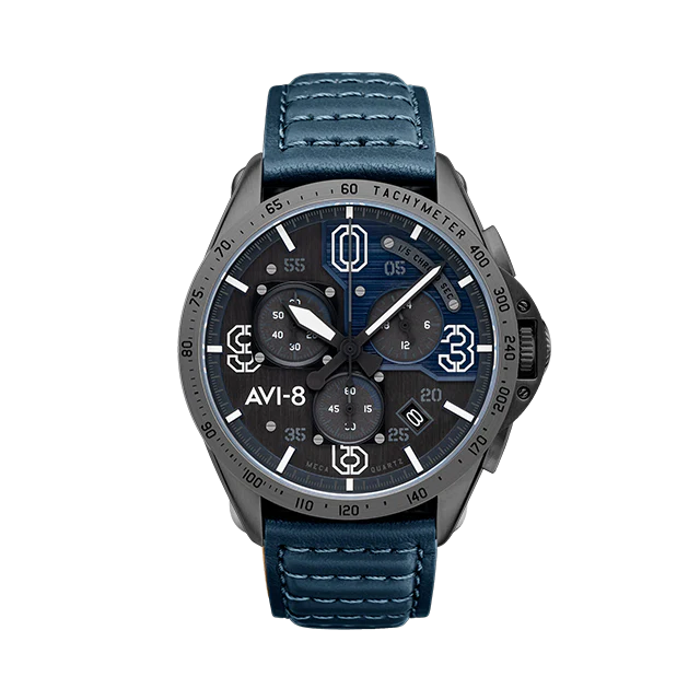 P51 Mustang Blakeslee Chronograph Gray / Leather Gray Dial - Image 8