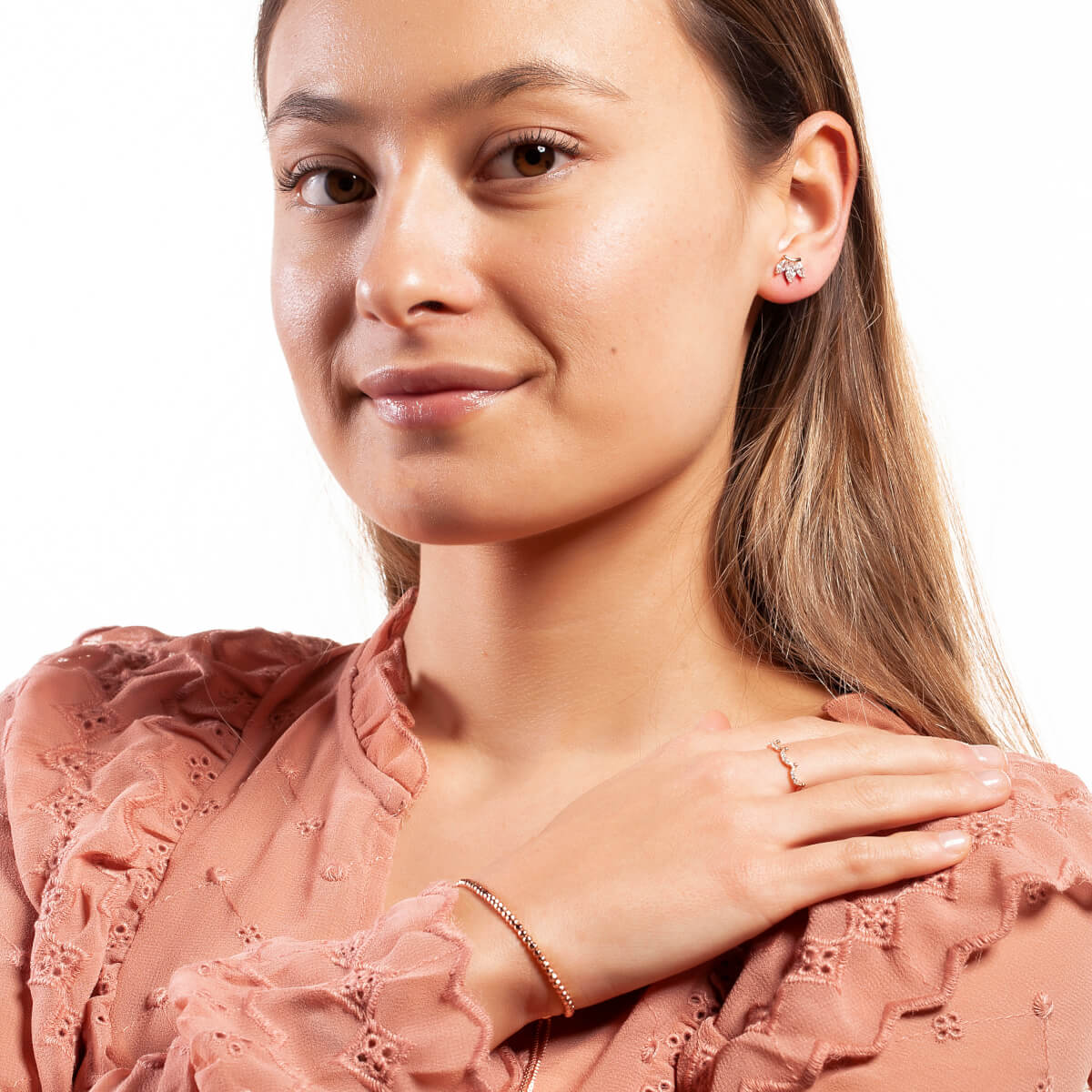 Petunia Stud Earrings 18k Rose Gold - Image 3