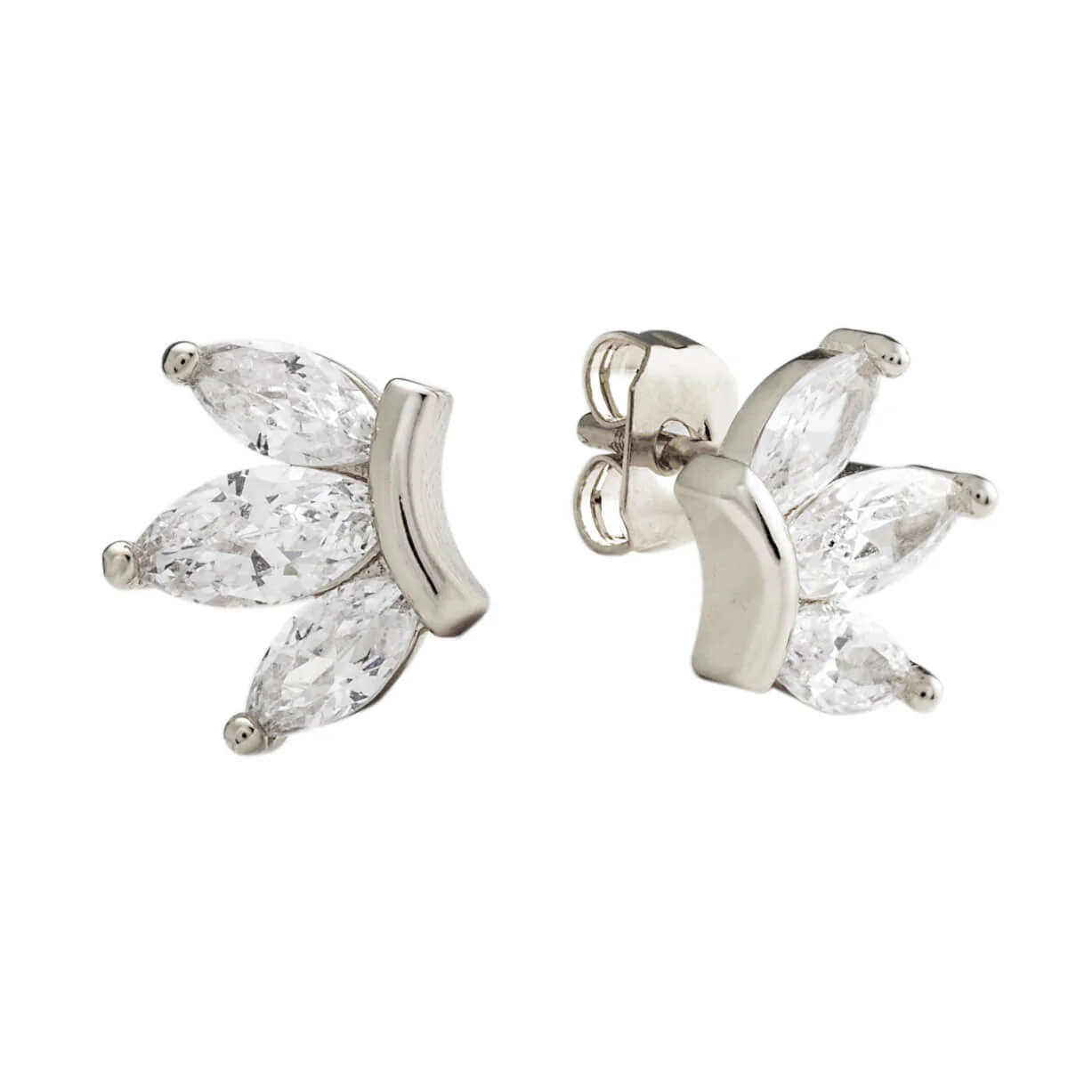 Petunia Stud Earrings 18k White Gold