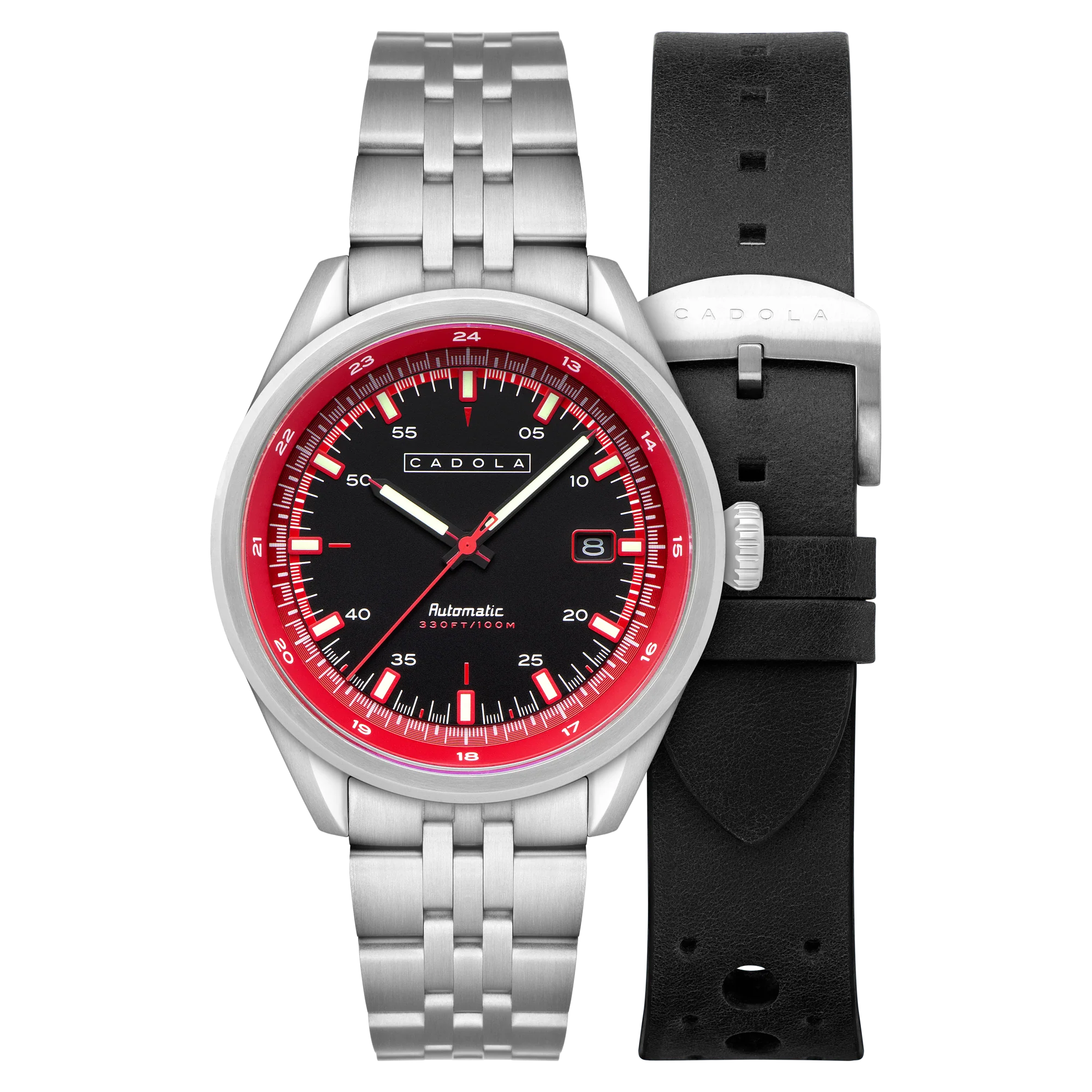 Pista Automatic Black & Red / Stainless Steel Black Dial