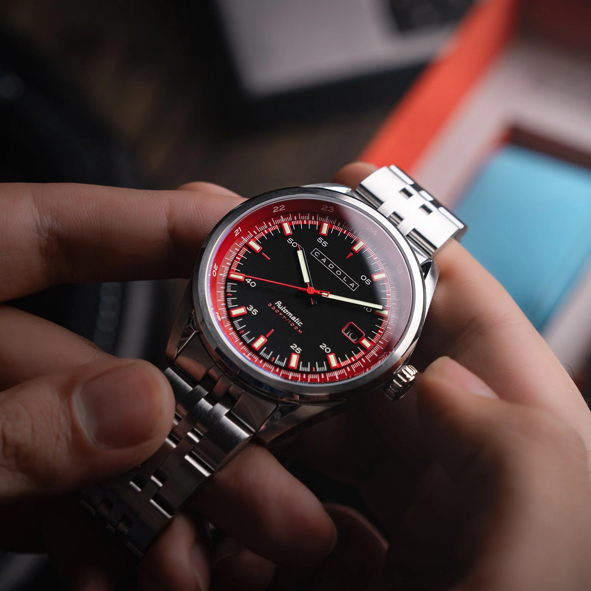Pista Automatic Black & Red / Stainless Steel Black Dial - Image 2