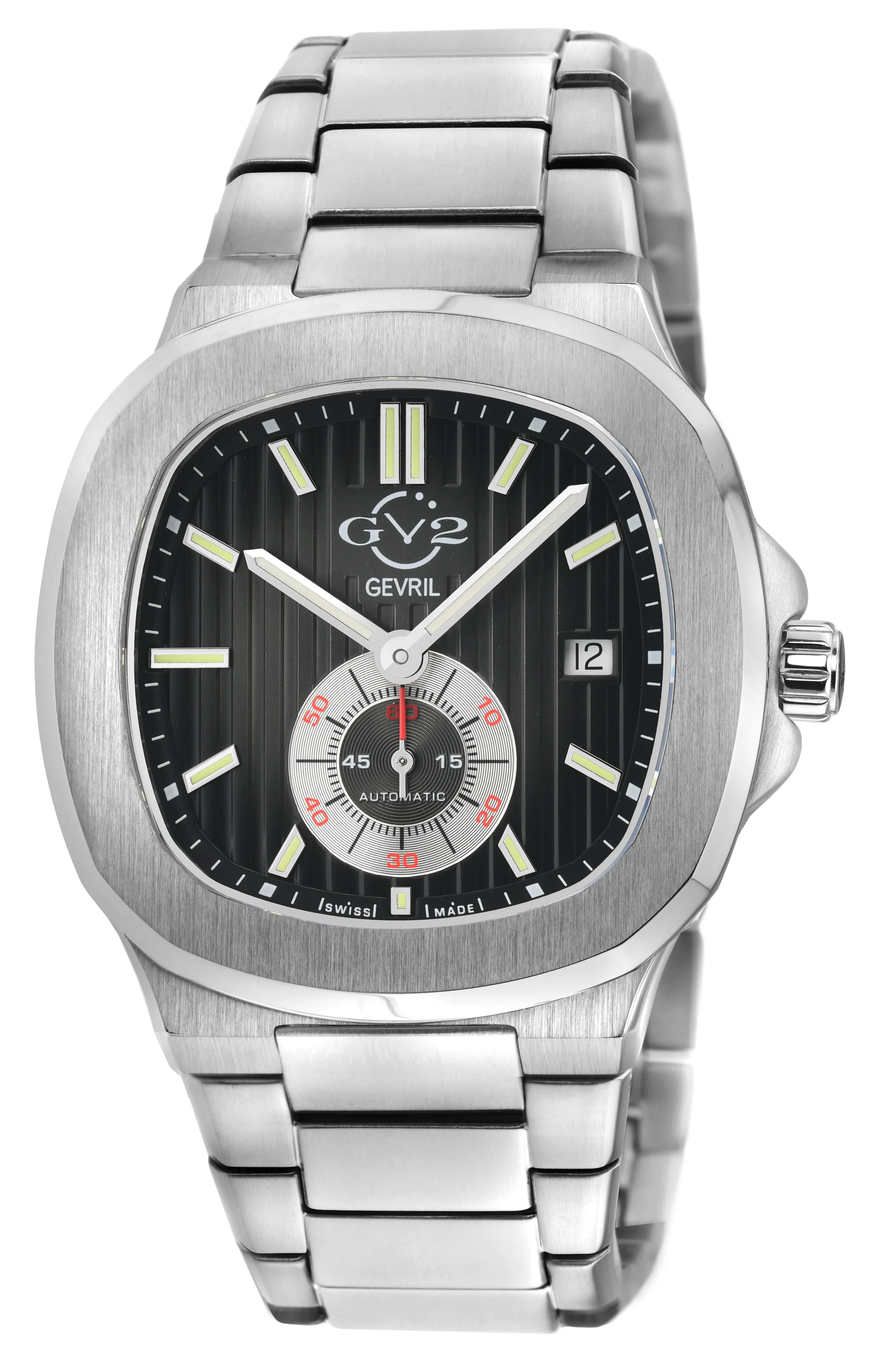 Potente Silver/Black, Silver band, Swiss Automatic Dress Watch | Black Dial