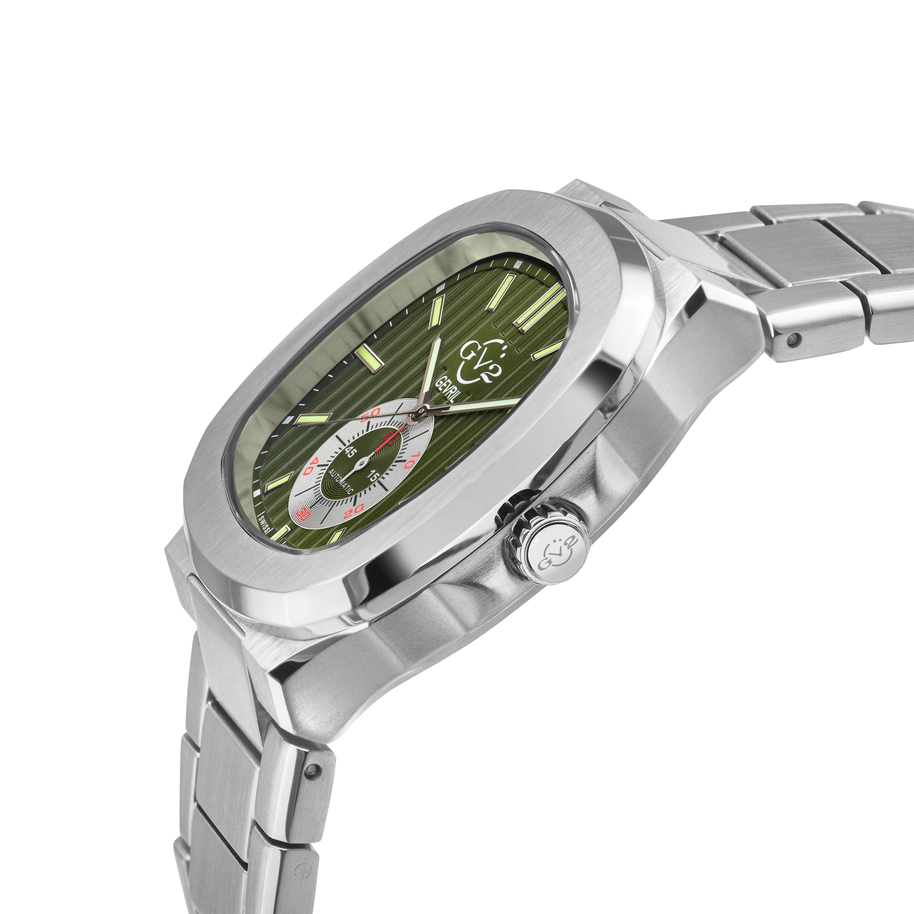 Potente Silver/Green,Silver band, Swiss Automatic Dress Watch | Green Dial - Image 2