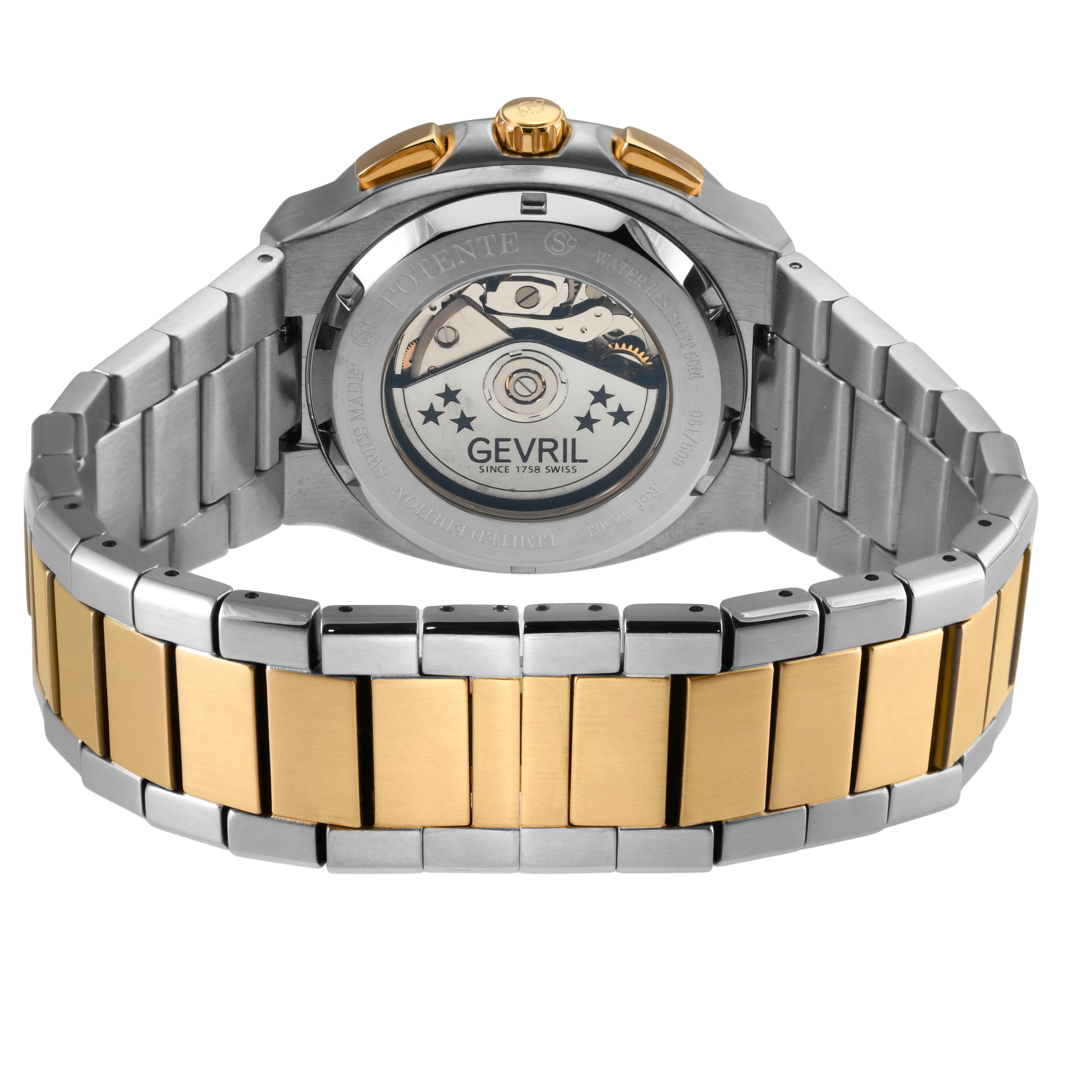 Potente - Chronograph Swiss Automatic Chronograph, SS Case, White Dial, SS/IPYG Bracelet | White Dial - Image 3