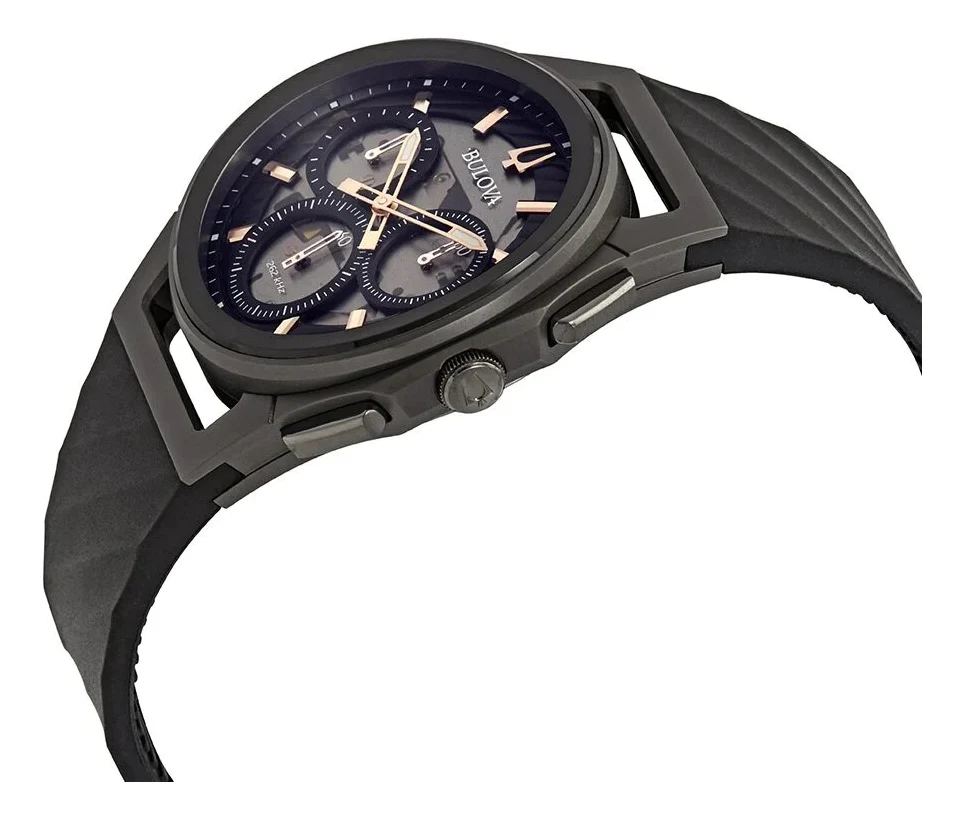 Mens CURV Grey/Rose Gold Dial, Black Rubber - Image 2