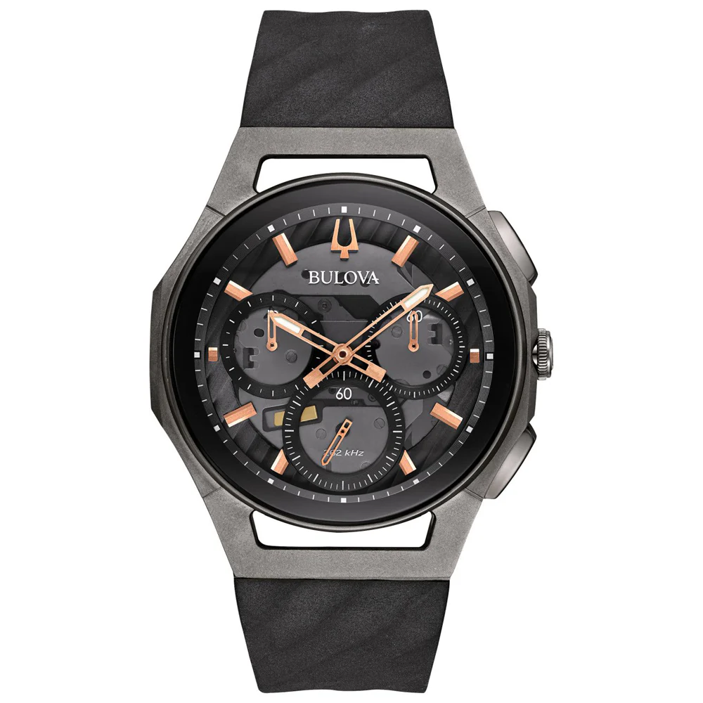Mens CURV Grey/Rose Gold Dial, Black Rubber - Image 5