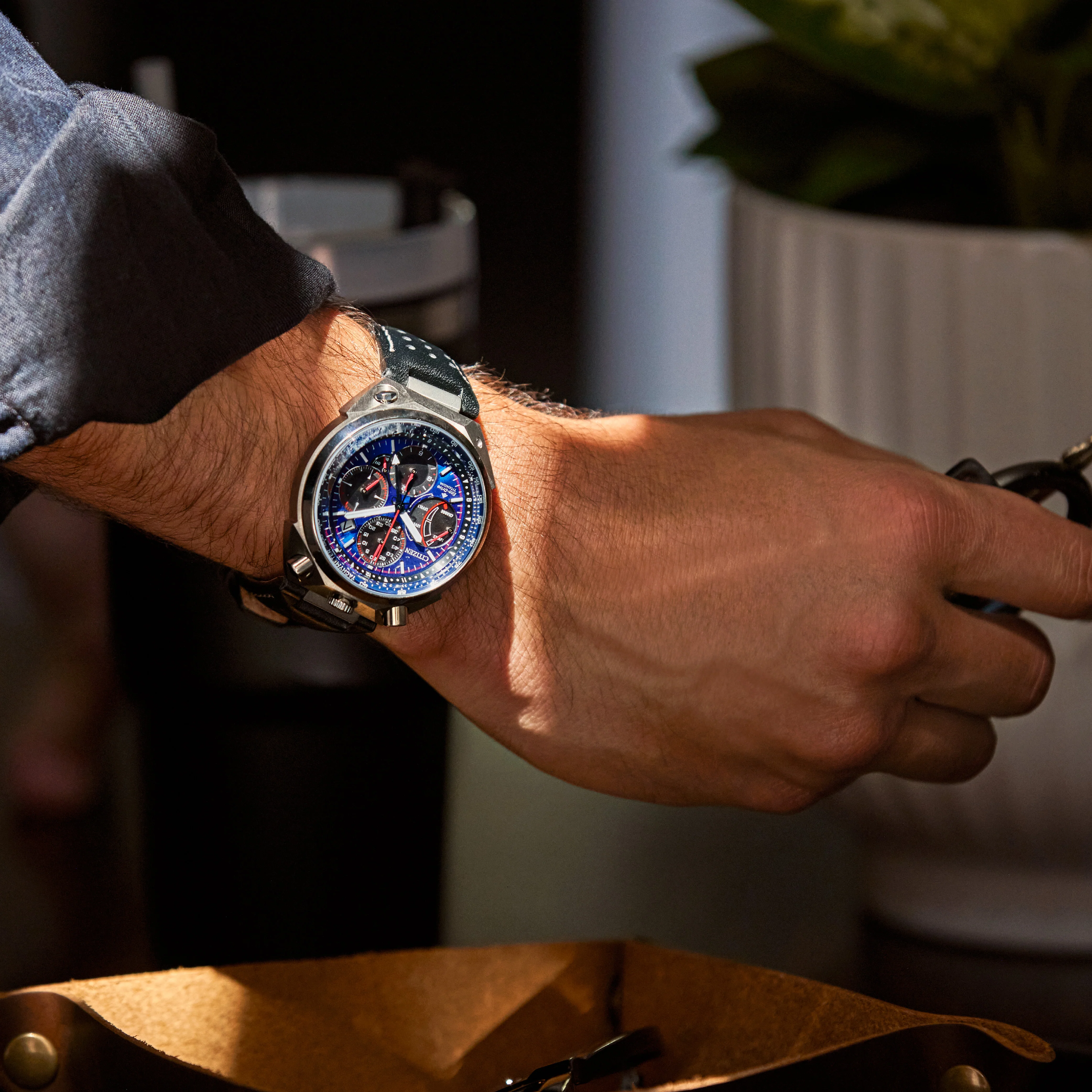 Promaster Tsuno Chrono Racer Blue / Leather | Blue Dial - Image 3