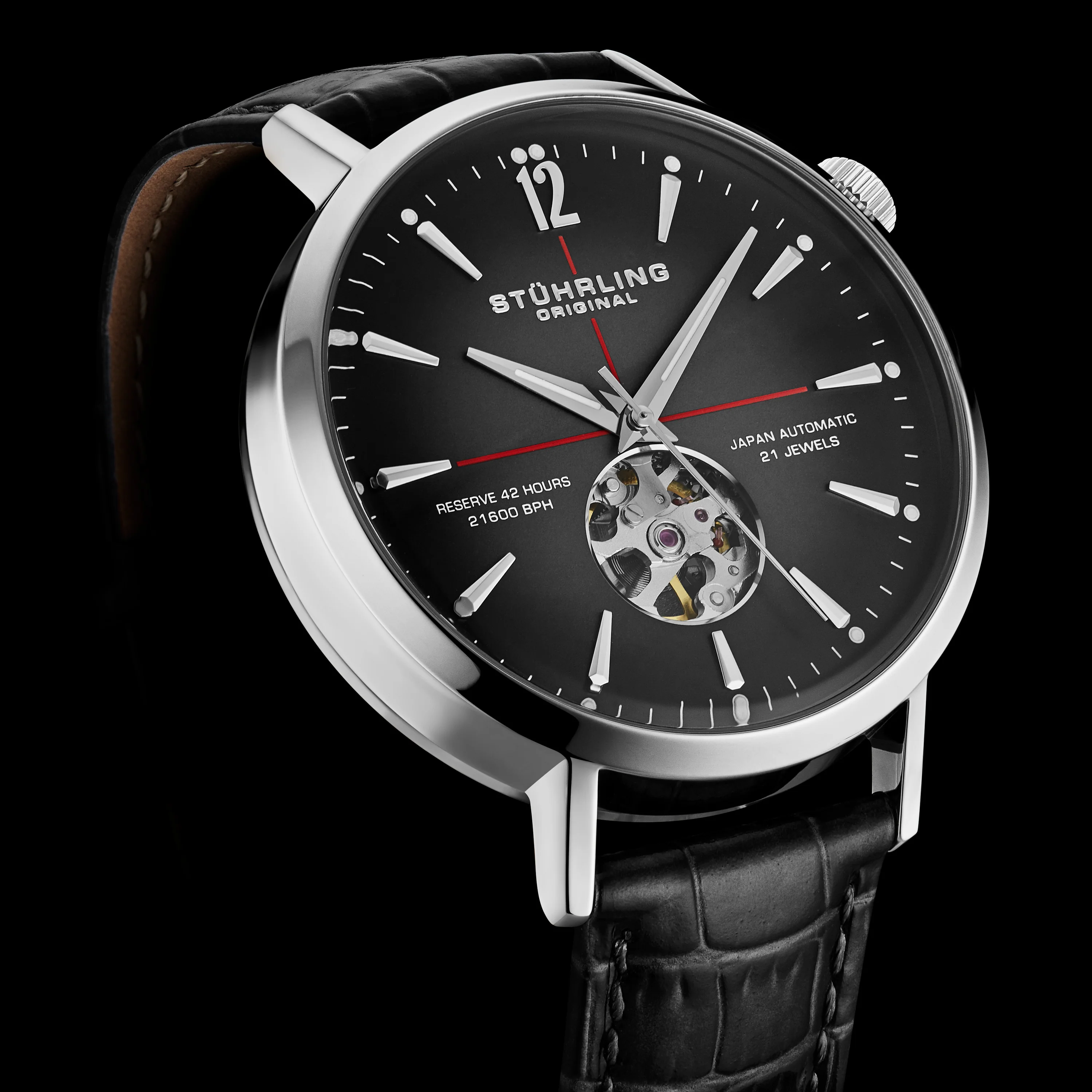 Quasar Skeleton Automatic 42mm Black/Leather | Black Dial - Image 3