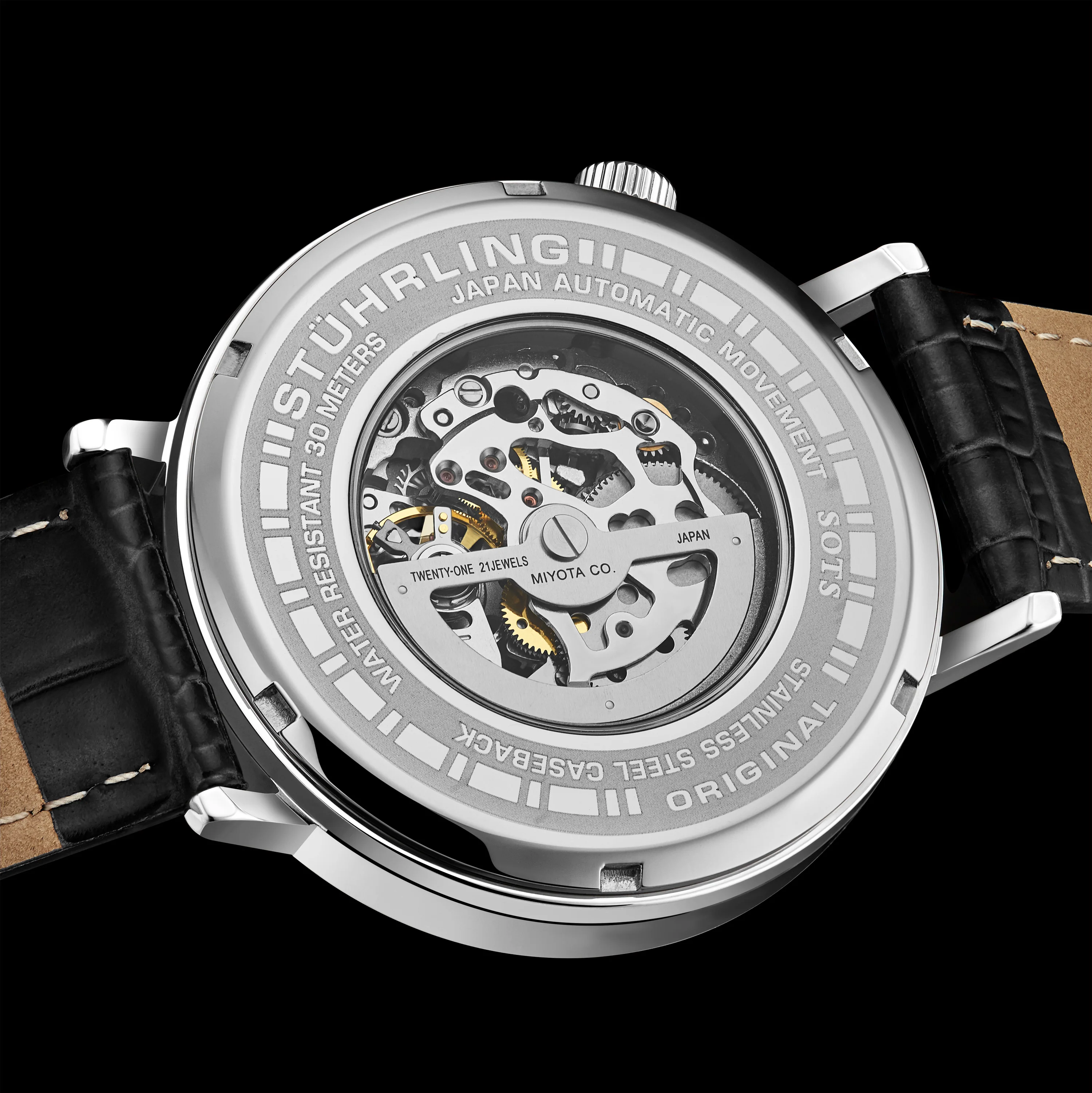 Quasar Skeleton Automatic 42mm Black/Leather | Black Dial - Image 5