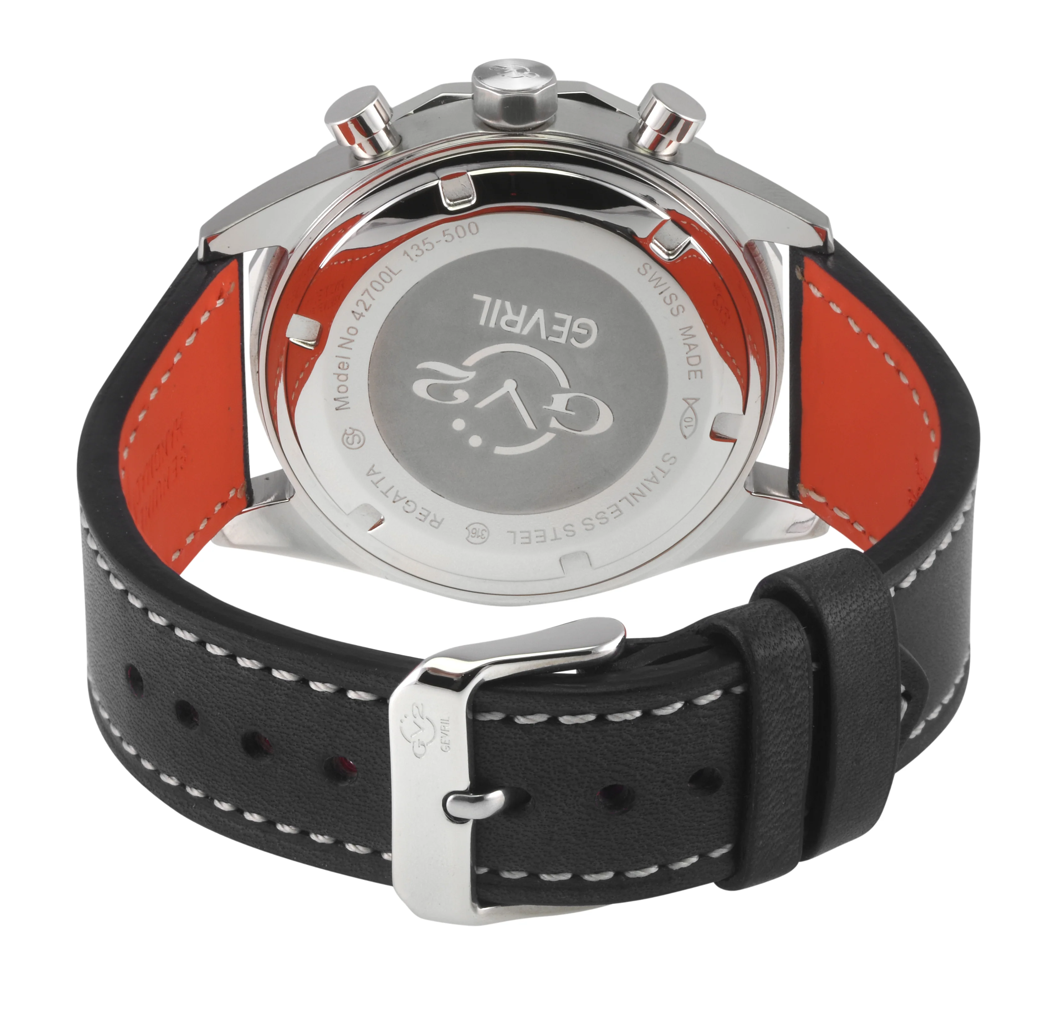 Regatta GV2 Swiss Quartz,Tide cycle indicator, Black dial, Black Italian Leather Strap | Black Dial - Image 3