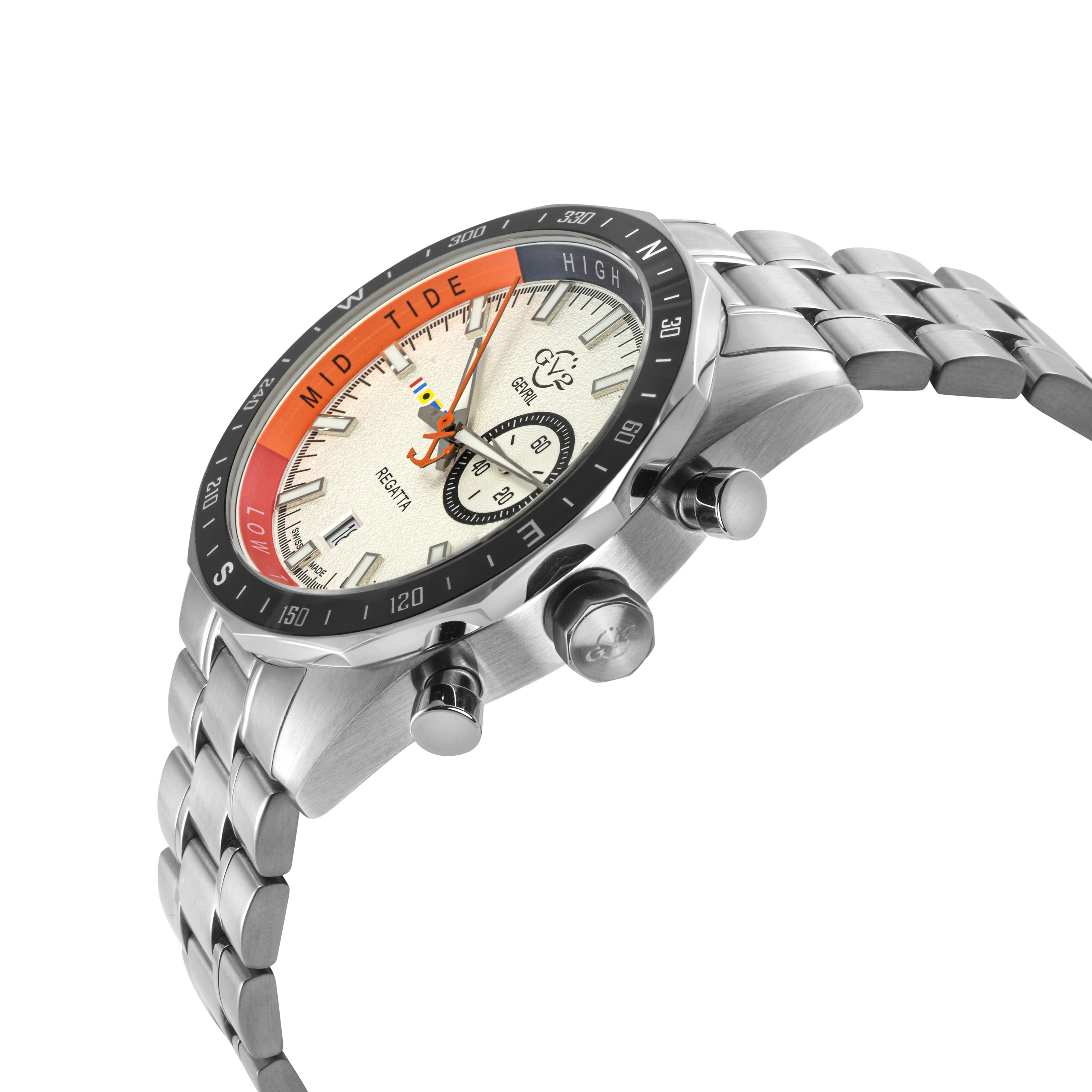Regatta GV2 Swiss Quartz, Tide cycle indicator, White dial, 316L Stainless Steel Bracelet | White Dial - Image 2
