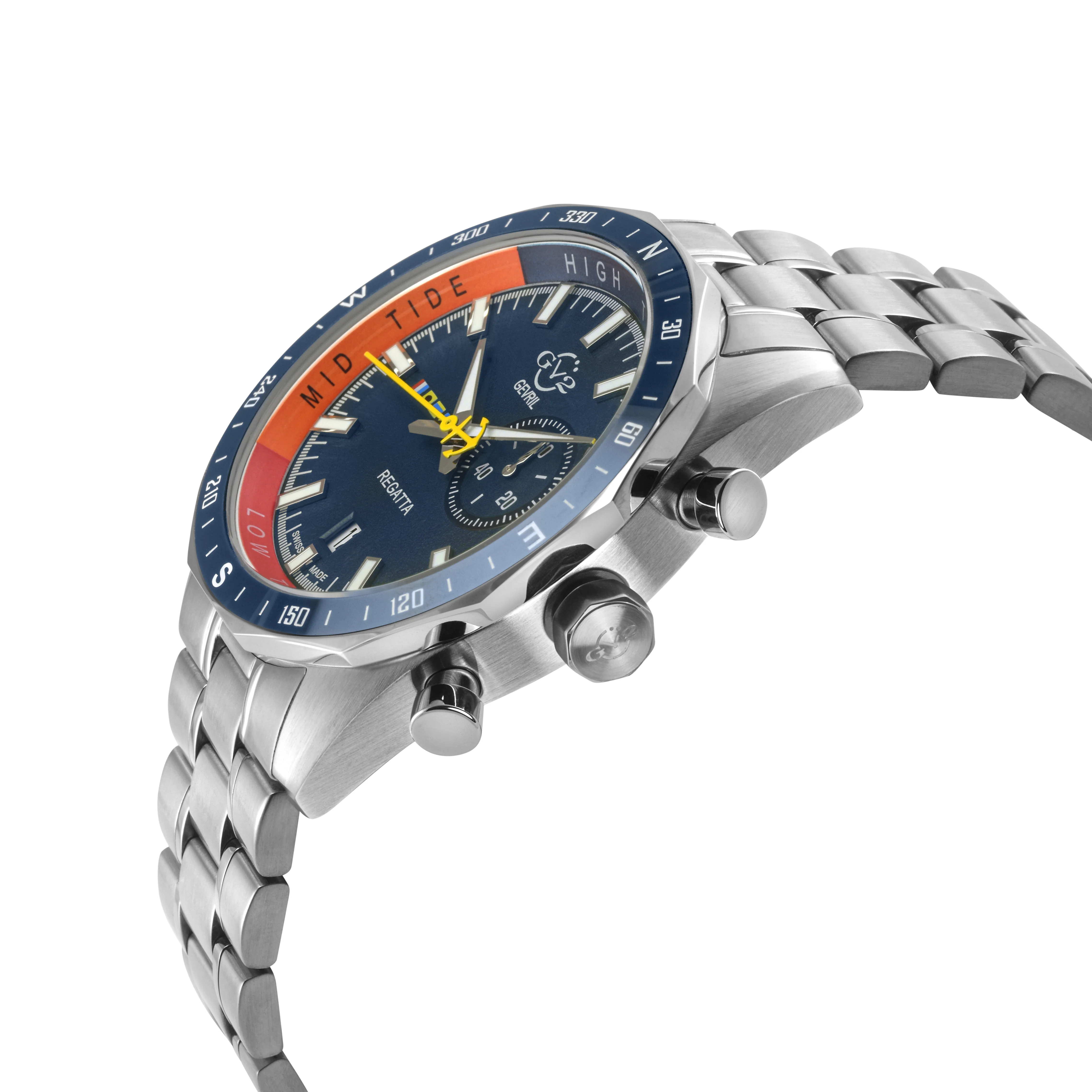 Regatta GV2 Swiss Quartz,Tide cycle indicator, Blue dial, 316L Stainless Steel Bracelet | Blue Dial - Image 2