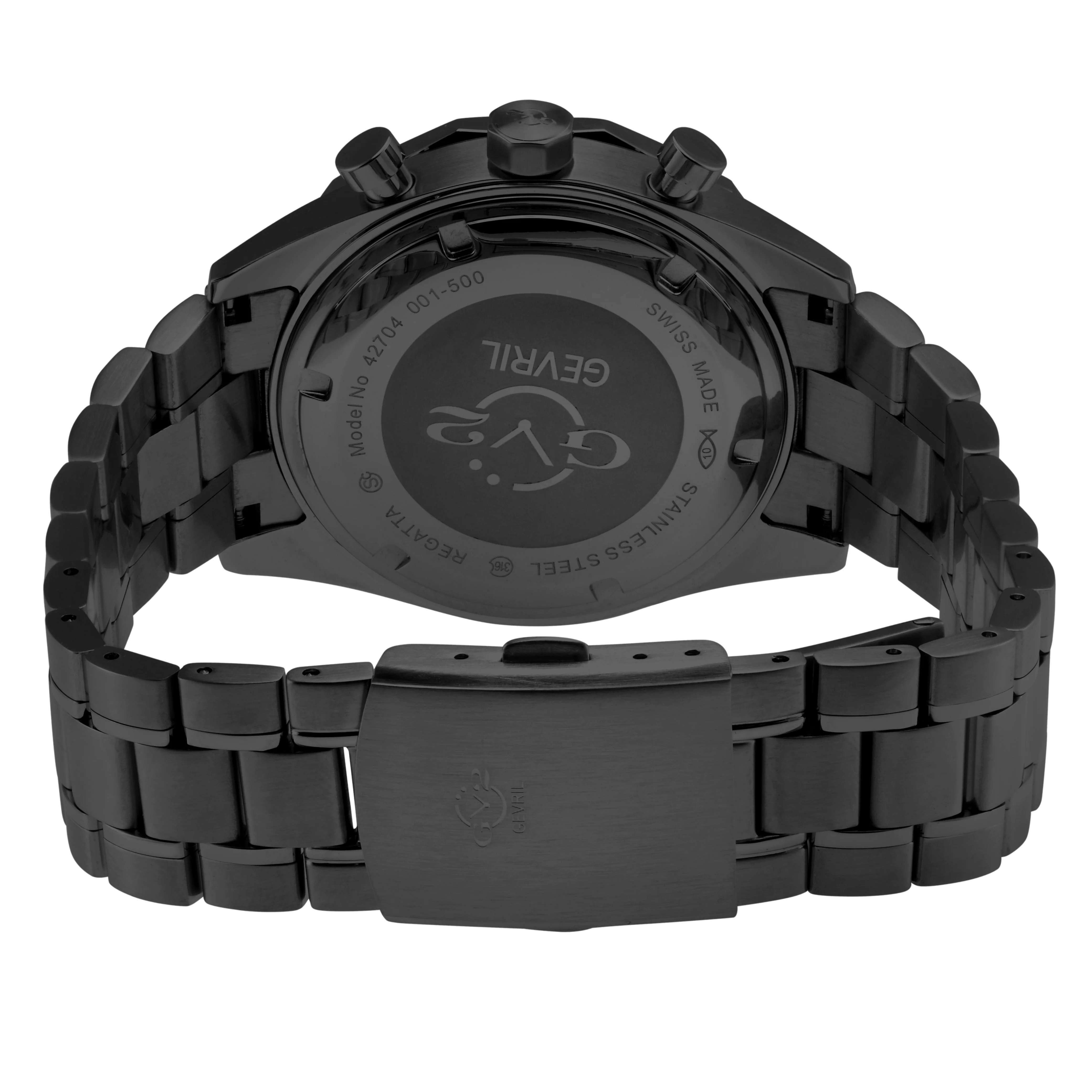 Regatta GV2 Swiss Quartz,Tide cycle indicator, Black dial, IPBLK Stainless Steel Bracelet | Black Dial - Image 3