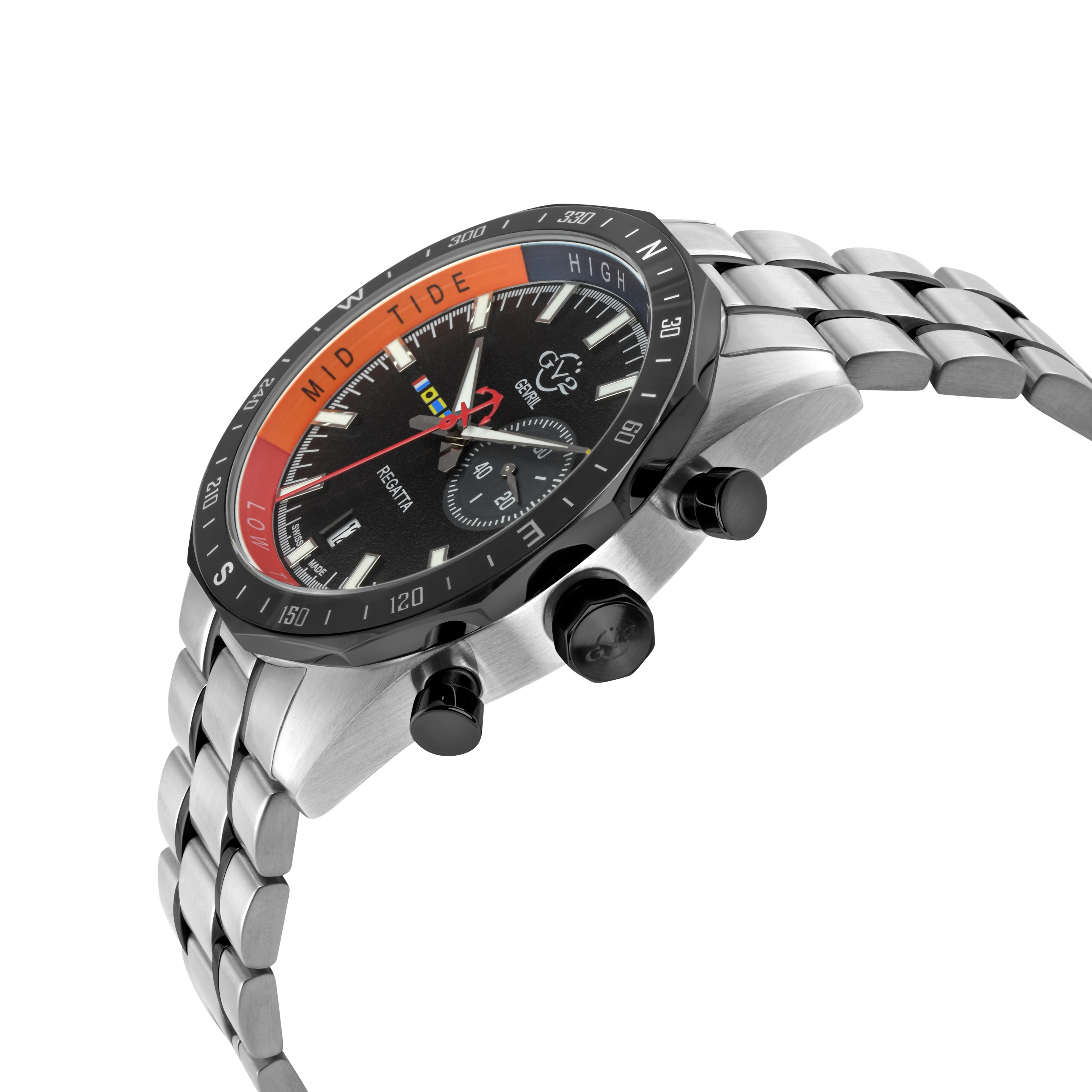 Regatta GV2 Swiss Quartz,Tide cycle indicator, Black dial, Two toned SS/IPBLK Bracelet | Black Dial - Image 2