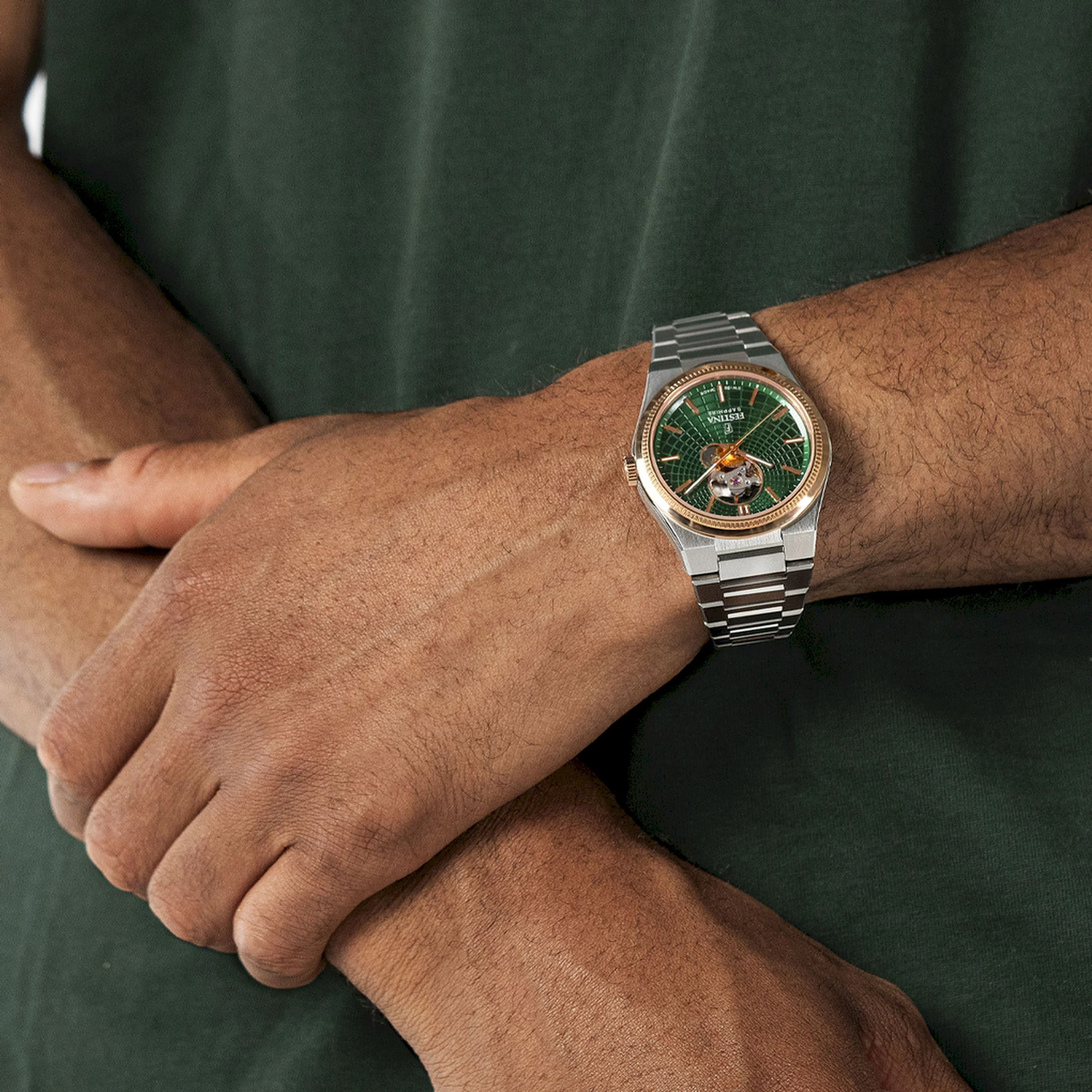 Riv Open Heart Green / Stainless Steel | Green Dial - Image 3