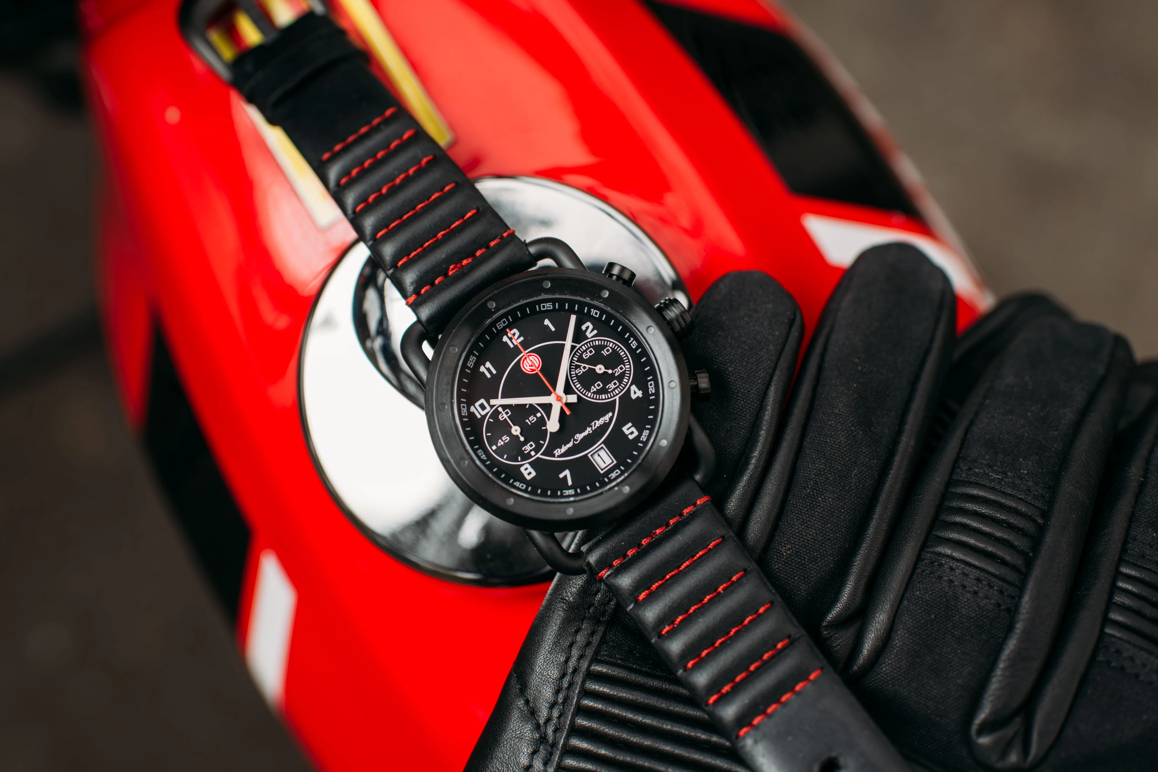 Roland Sands Chrono Black/Black/Black with Red | Black Dial - Image 2