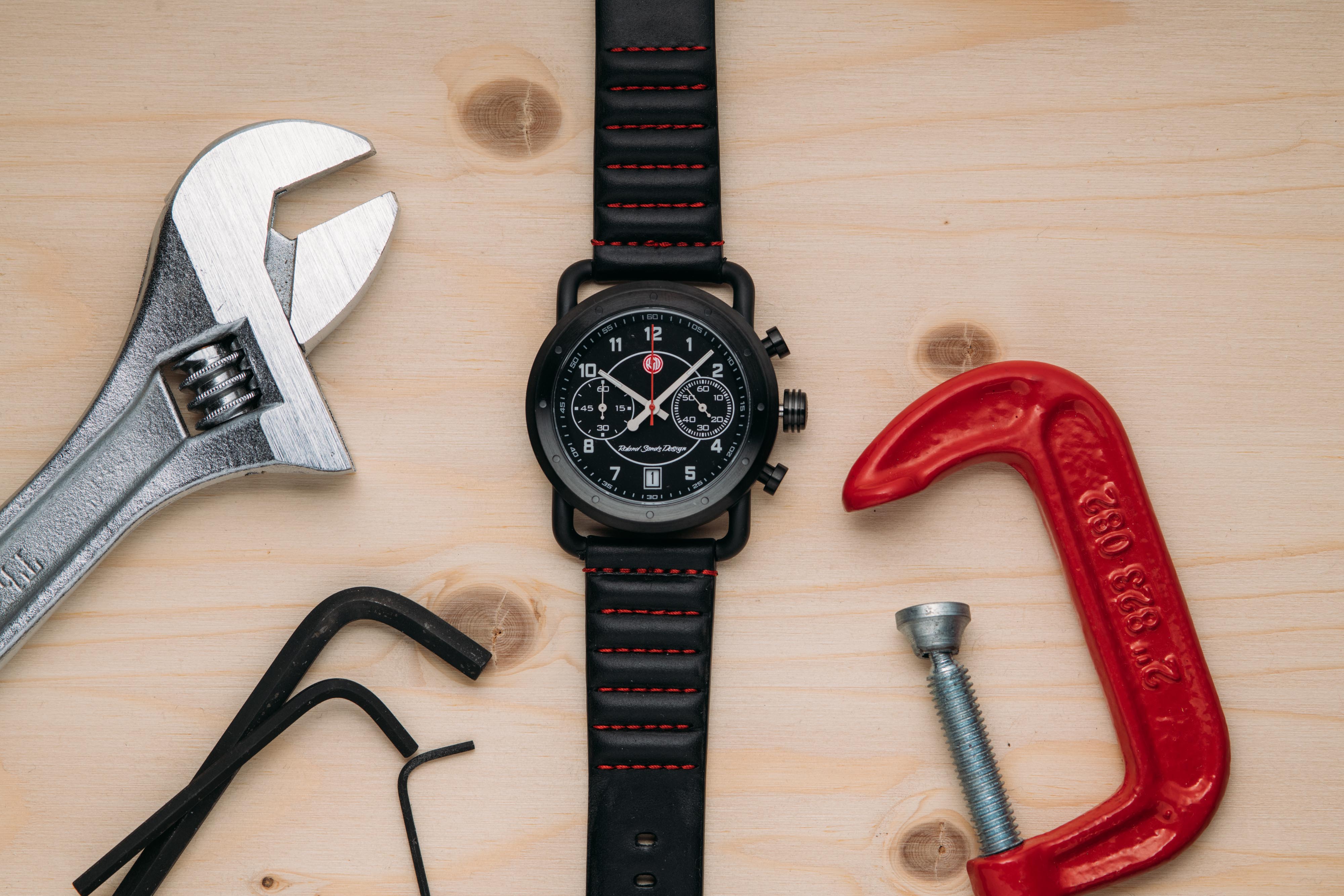 Roland Sands Chrono Black/Black/Black with Red | Black Dial - Image 7