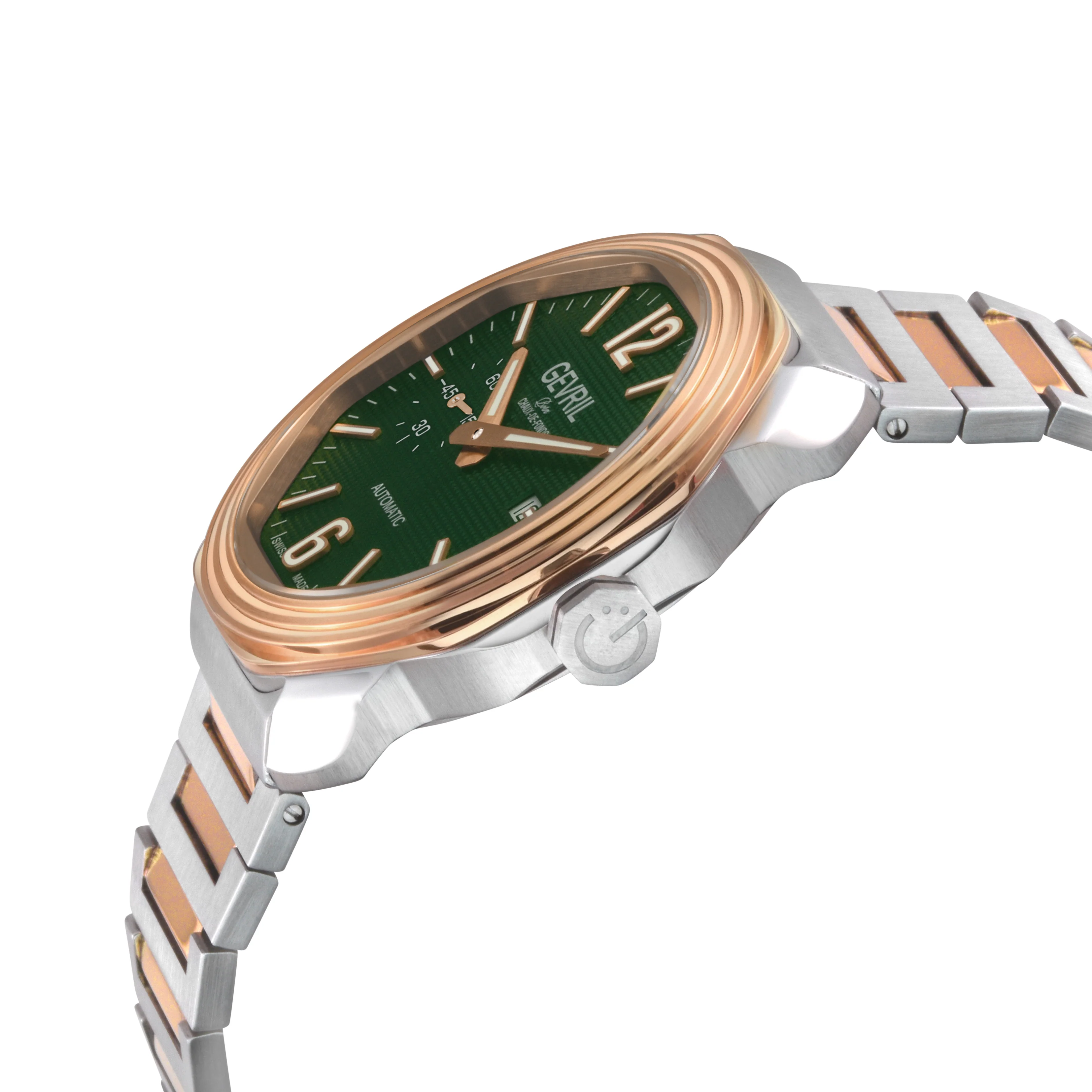 Roosevelt Gevril SS Case, IPRG Bezel, Green checkered dial, SS/IPRG Bracelet. | Green Dial - Image 2