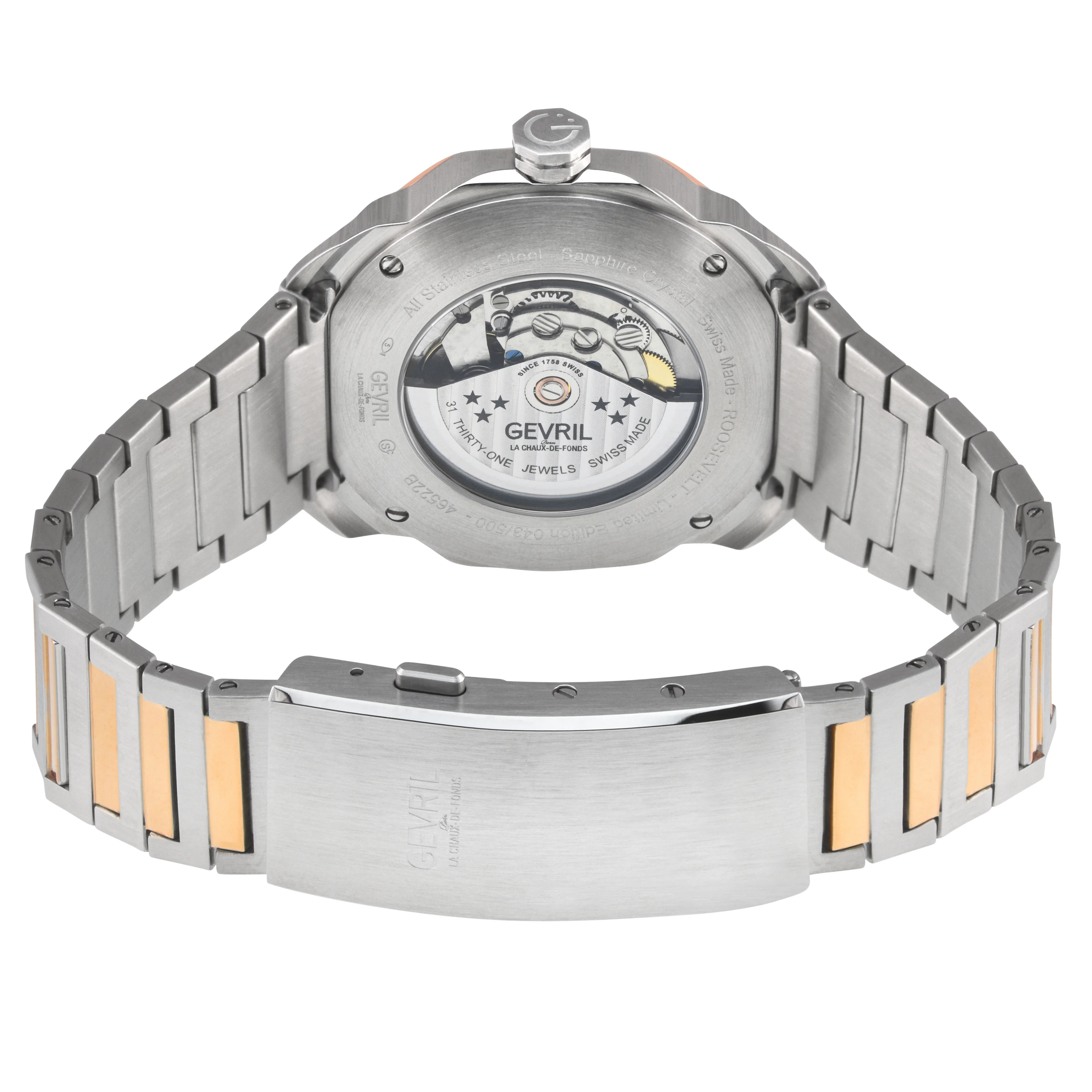 Roosevelt Gevril SS Case, IPRG Bezel, Green checkered dial, SS/IPRG Bracelet. | Green Dial - Image 3