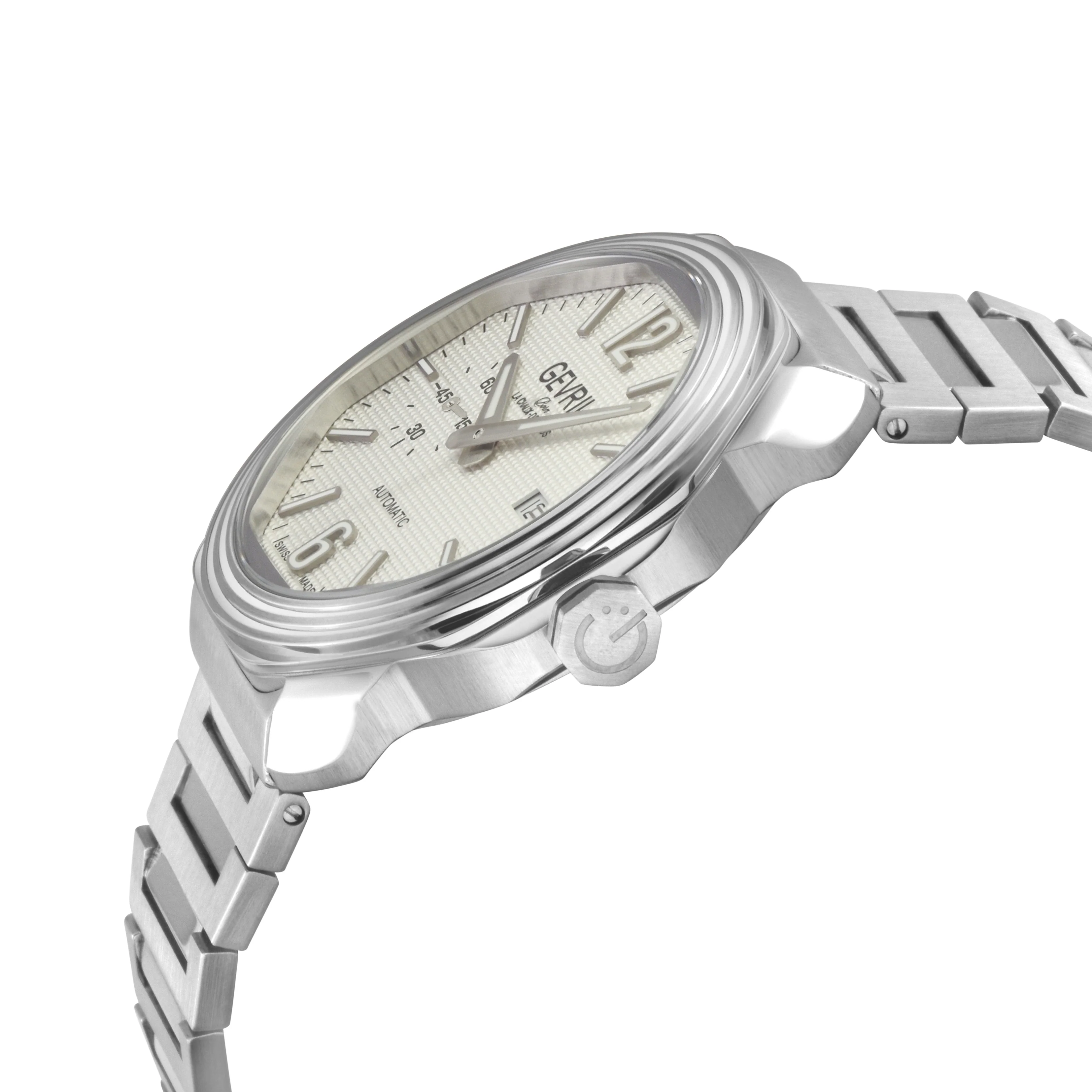 Roosevelt Gevril SS Case, SS Bezel, White checkered dial, SS Bracelet. White Dial - Image 2