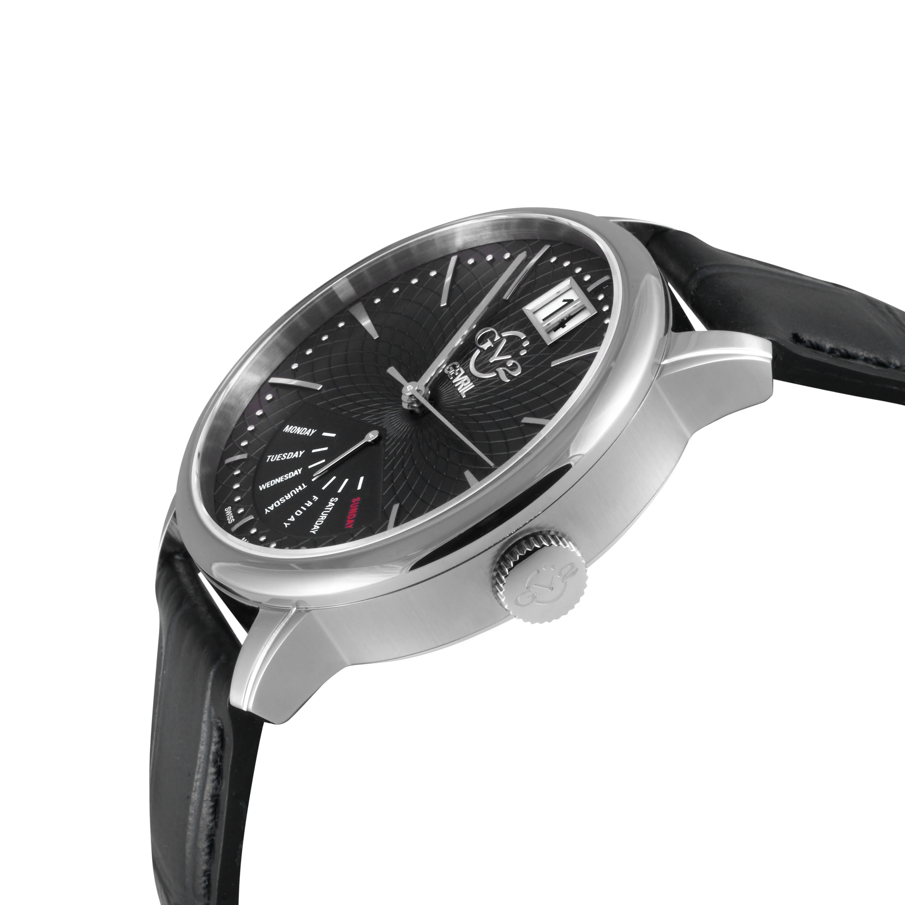 Rovescio Swiss Multifunction Big Date Silver/Black,Black band | Black Dial - Image 2