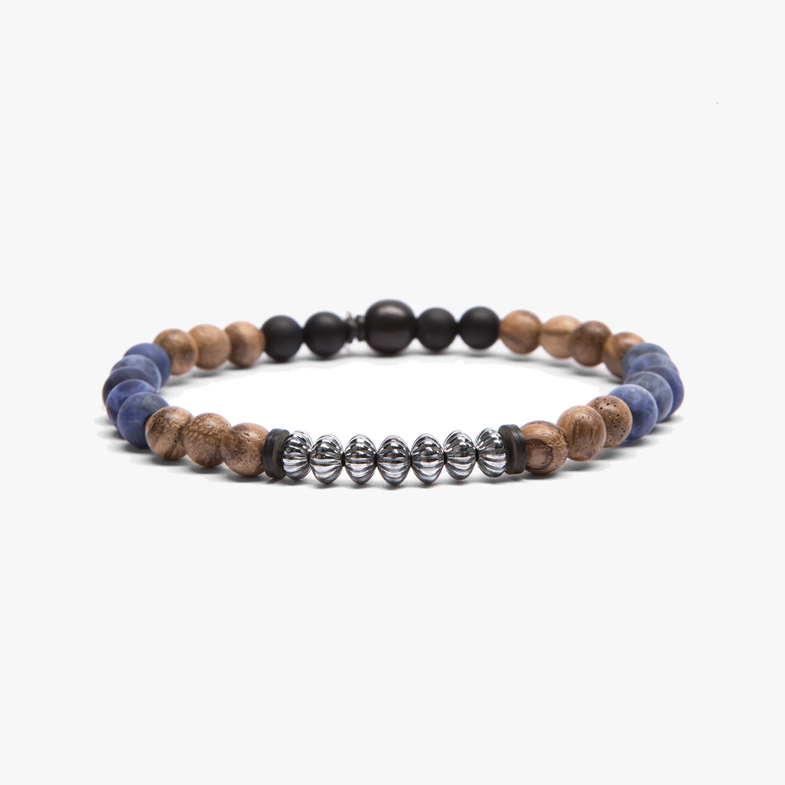 Sandalwood, Sterling, Striped Black Agate M (7.25" Wrist) | Dial
