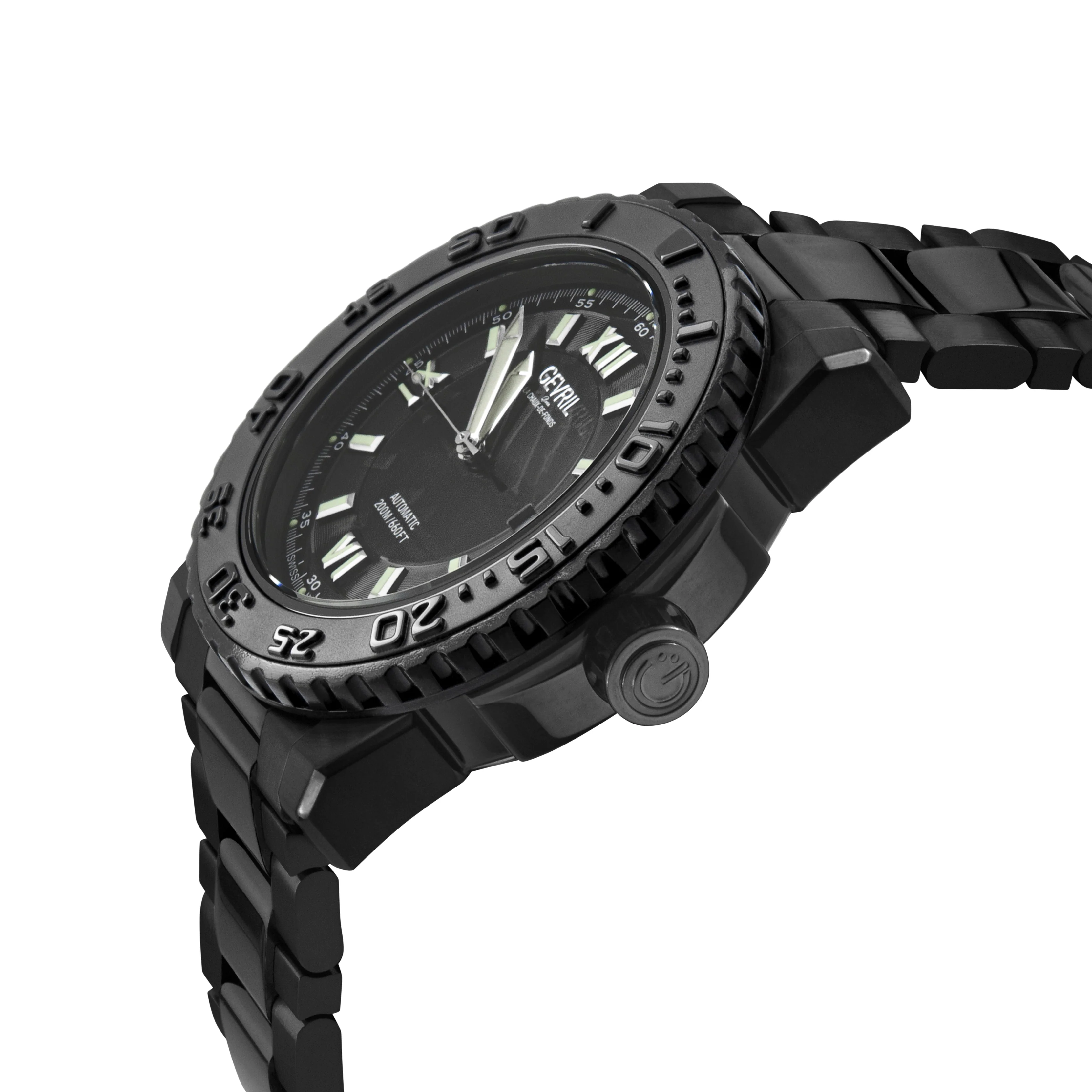 Seacloud Gevril Black PVD Black Dial Luminous Hands Swiss Made Automatic Bracelet Date Watch | Black Dial - Image 2