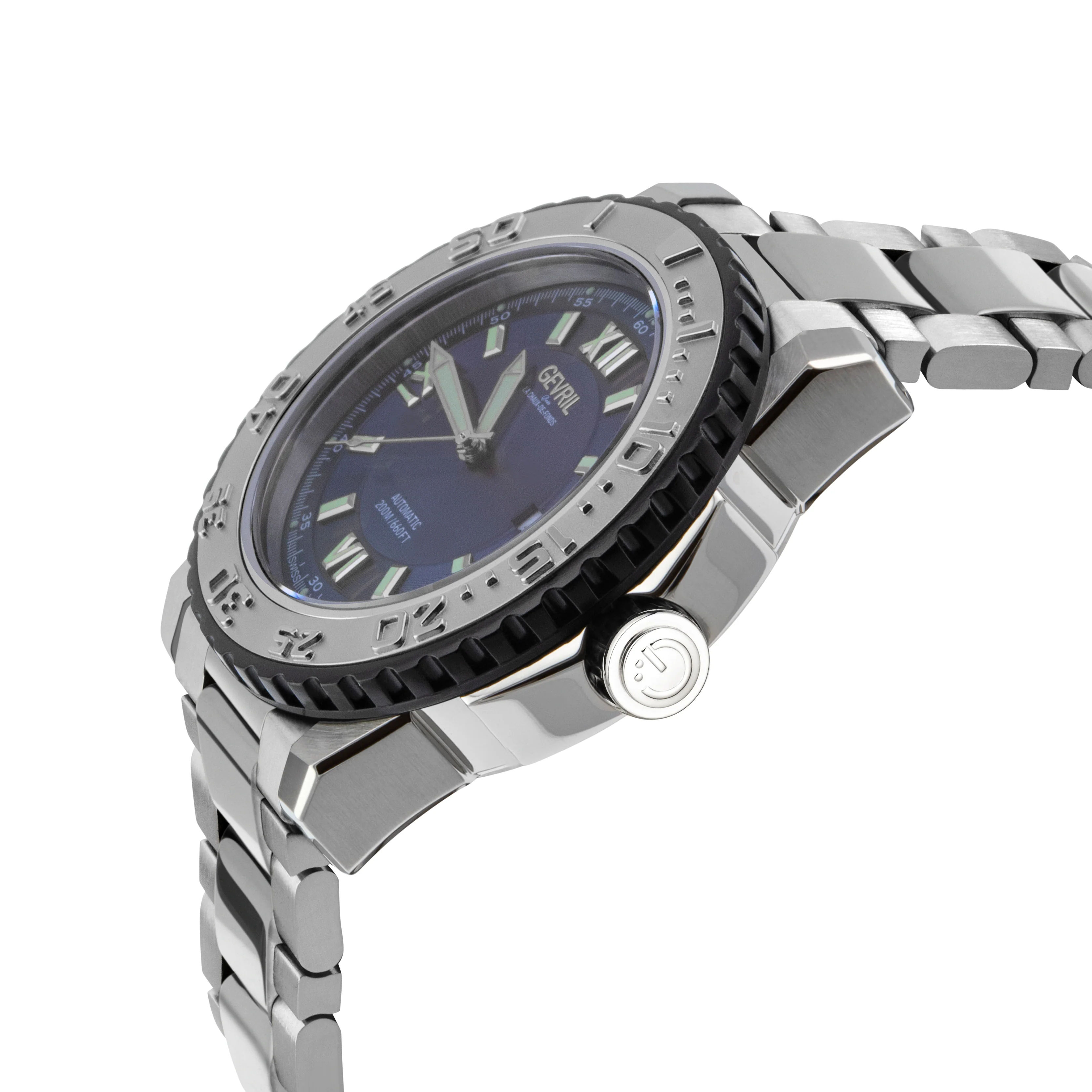 Seacloud Gevril Stainless Steel Blue Dial Luminous Hands Swiss Made Automatic Bracelet Watch | Blue Dial - Image 2