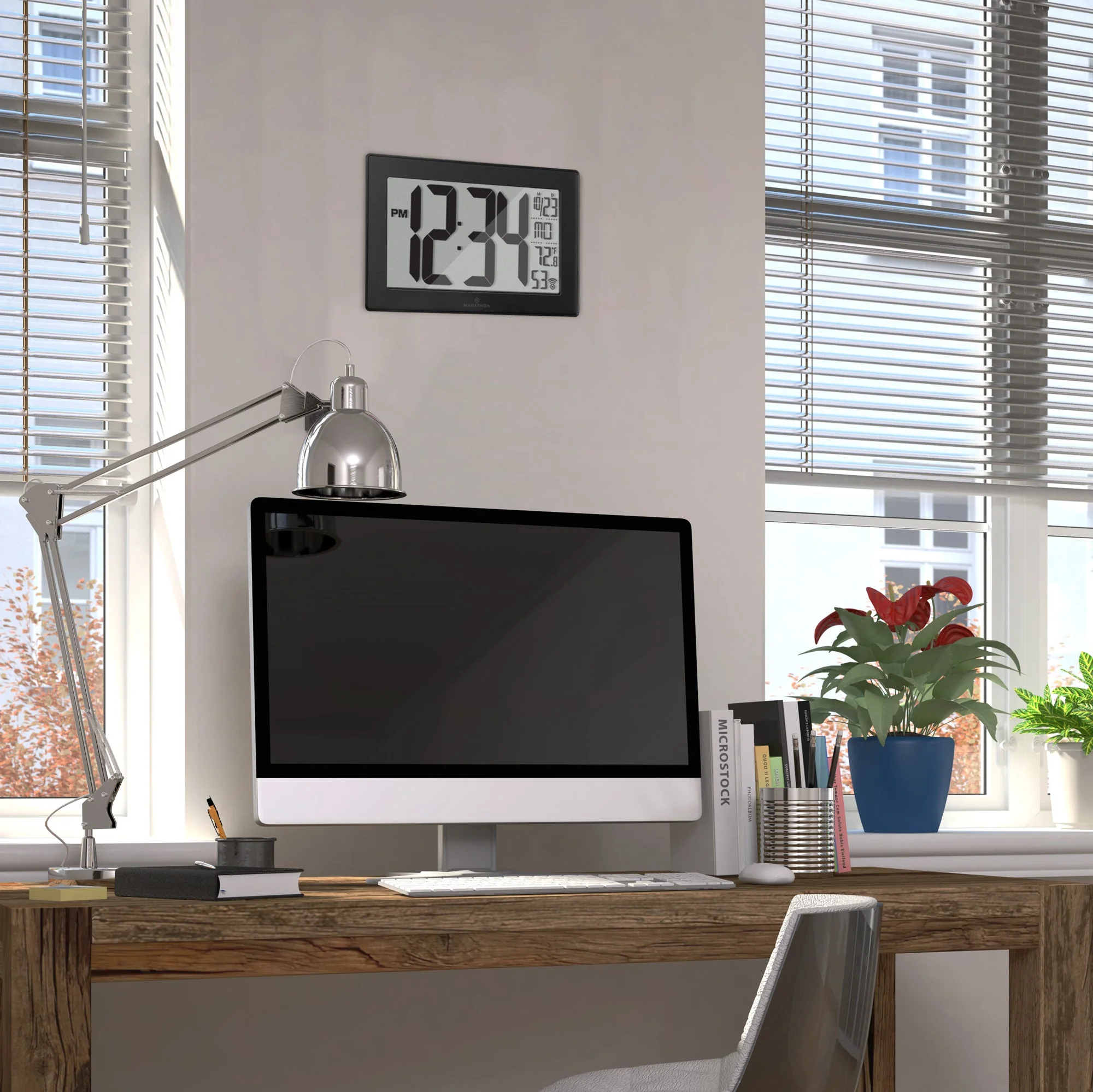 Self-Setting, Self-Adjusting, Wall Clock w/ Stand & 8 Time Zones atomic-self-setting-self-adjusting-wall-clock-w-stand-8-timezones - Image 3