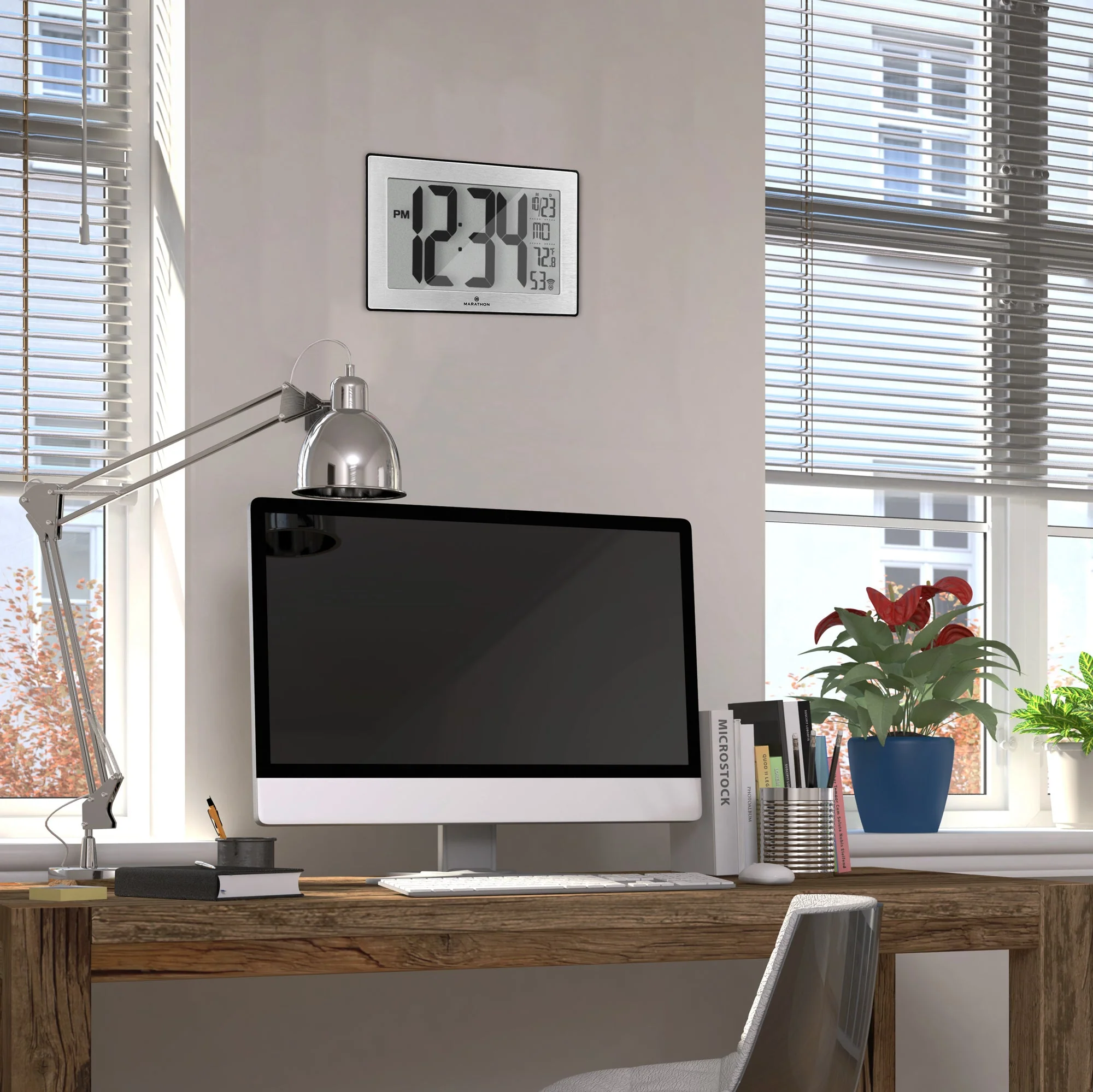 Self-Setting, Self-Adjusting, Wall Clock w/ Stand & 8 Time Zones atomic-self-setting-self-adjusting-wall-clock-w-stand-8-timezones - Image 3