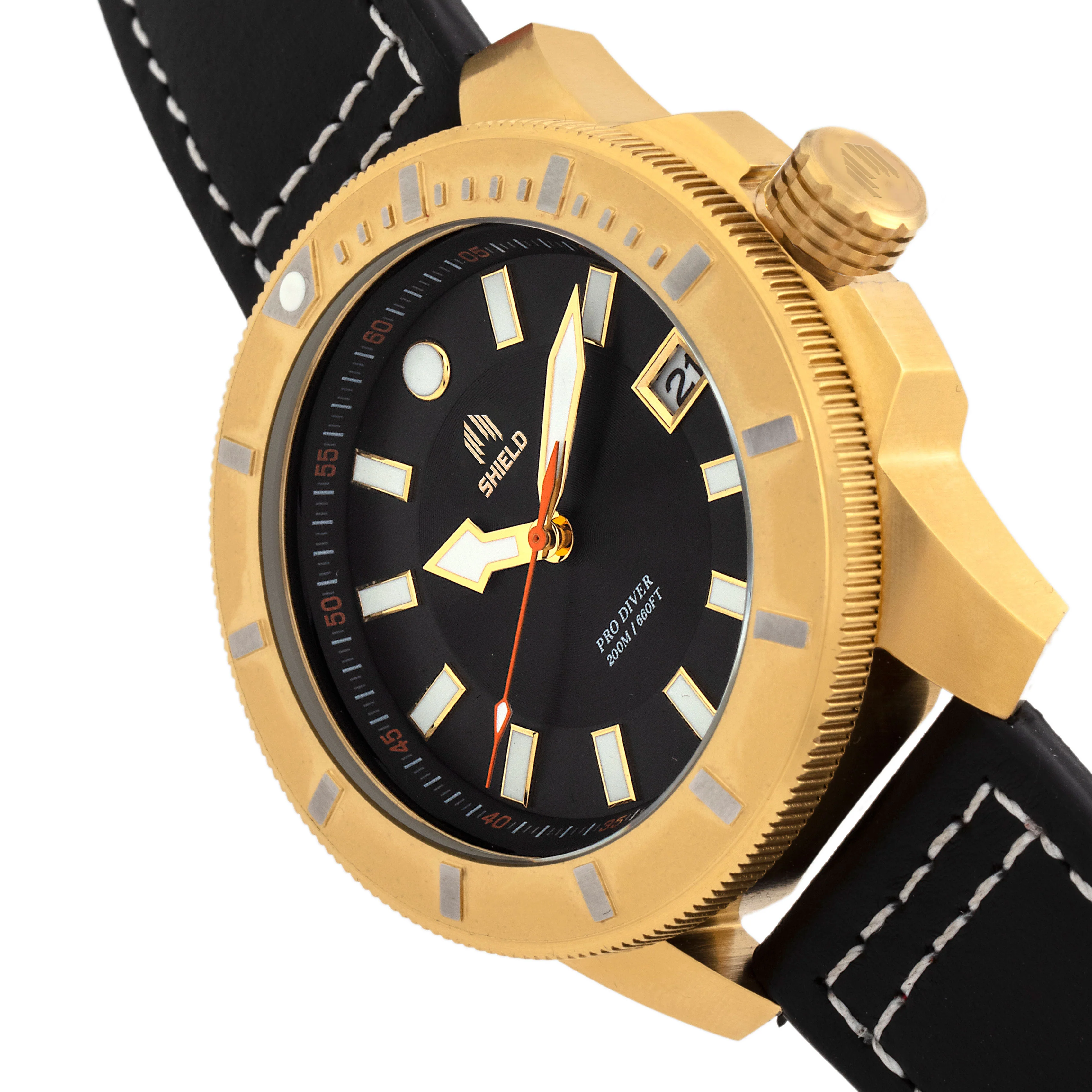 Shaw Pro Diver, 20ATM, Screw Down Crown, Swiss Super Lume Gold/Black | Black Dial - Image 3