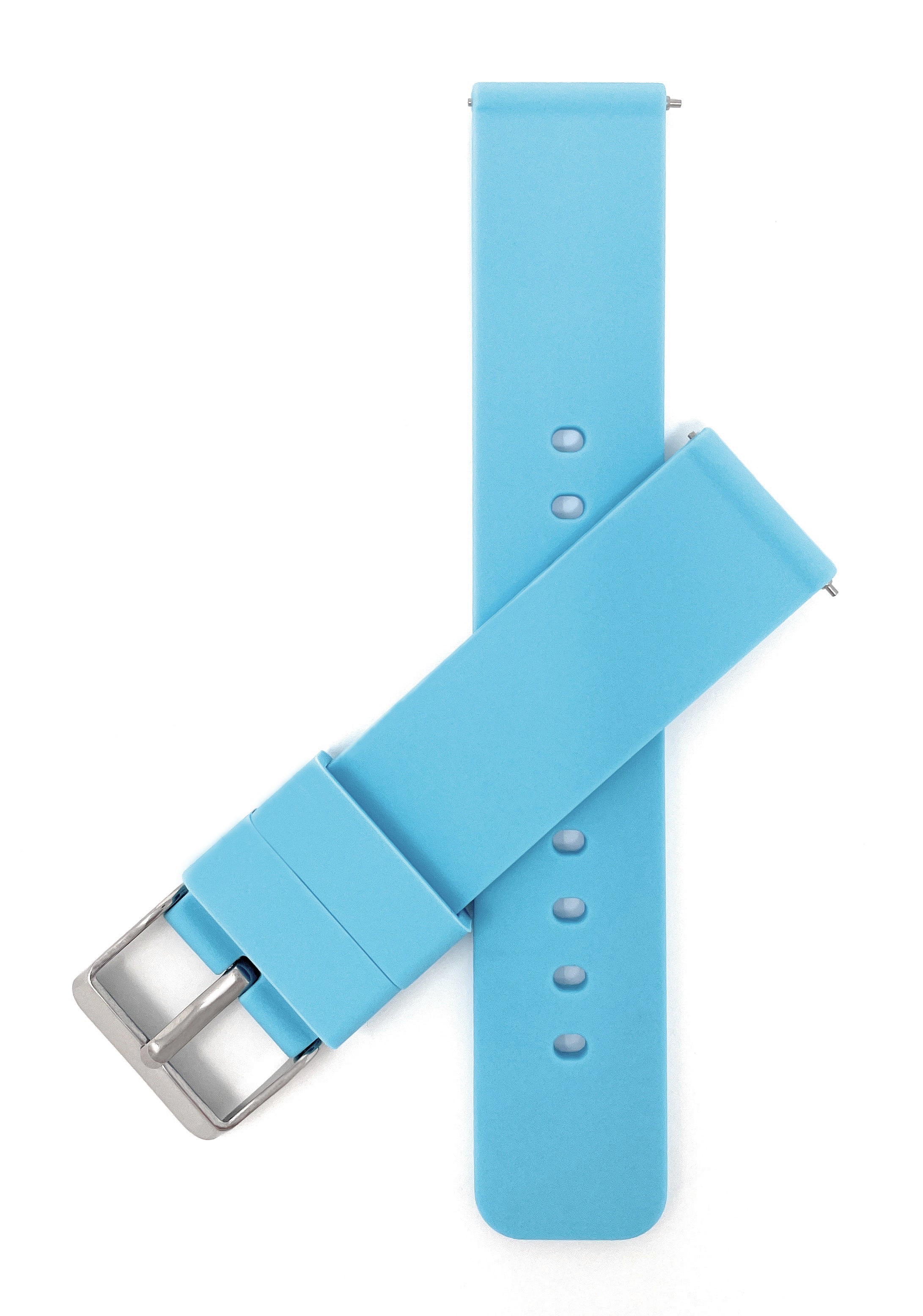 SIL.100 | Quick Release Slim Soft Rubber Silicone Watch Band - 22mm, Blue 22mm / Blue |  Dial - Image 3