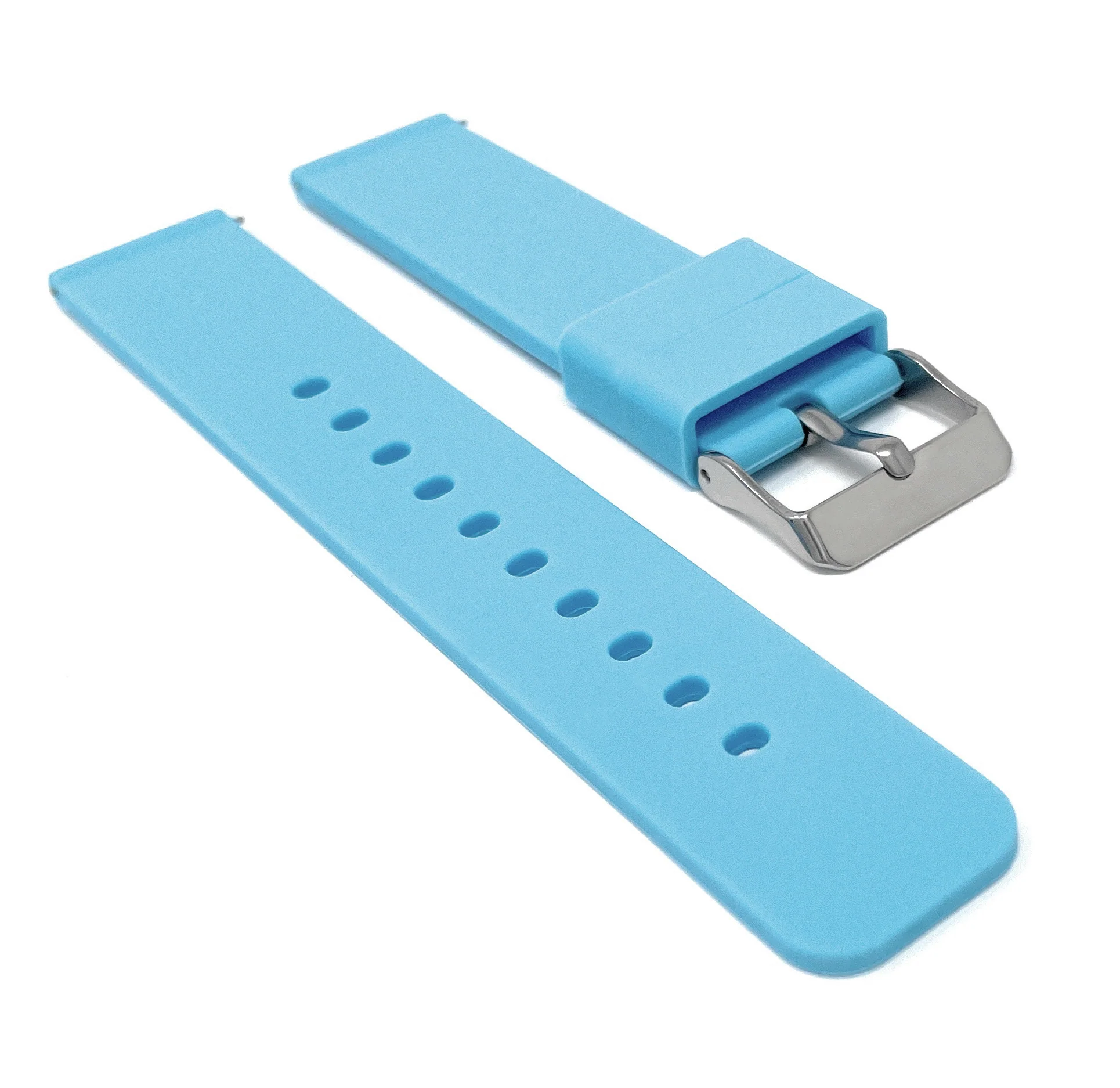 SIL.100 | Quick Release Slim Soft Rubber Silicone Watch Band - 22mm, Blue 22mm / Blue |  Dial - Image 4