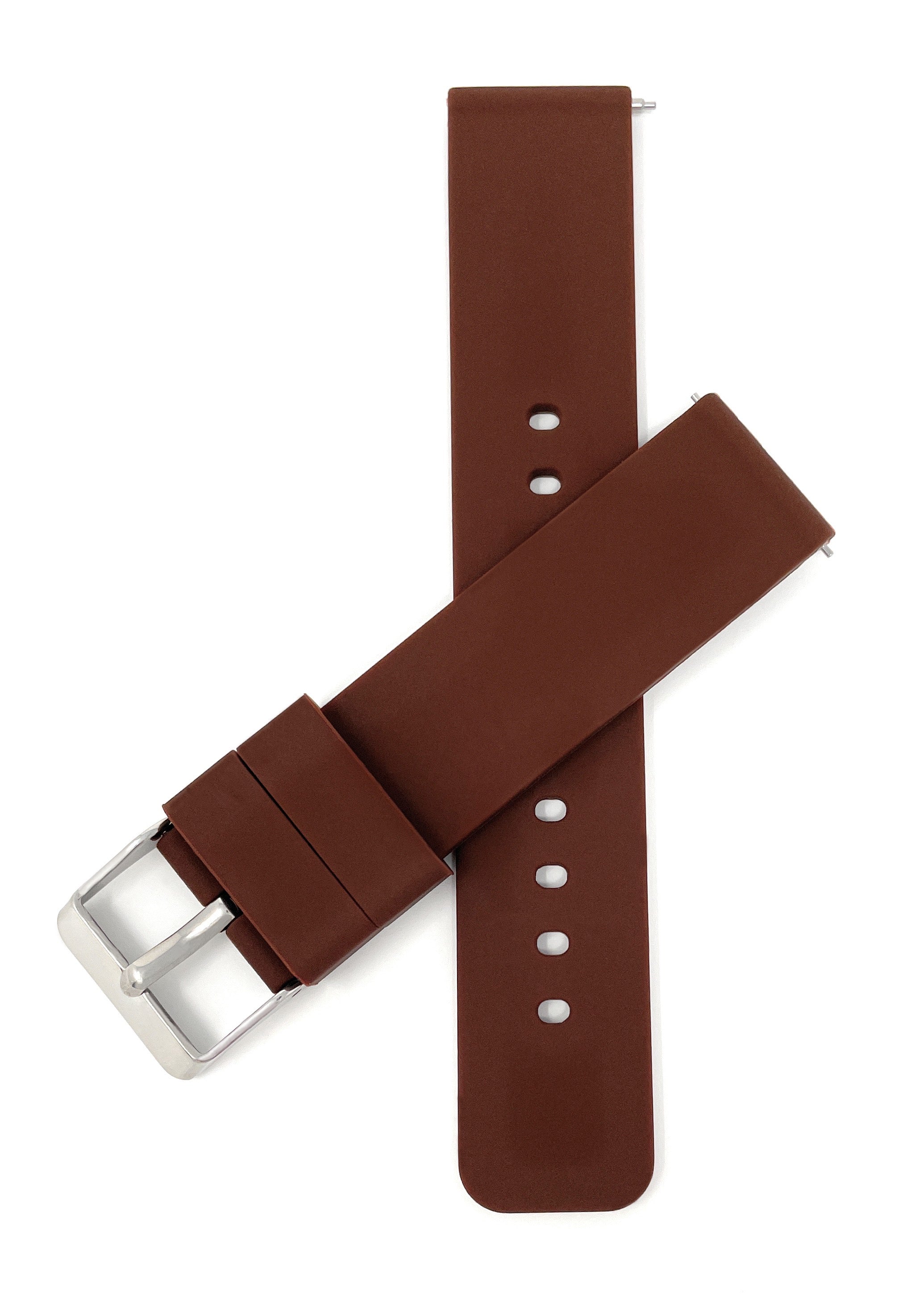 SIL.100 | Quick Release Slim Soft Rubber Silicone Watch Band - 22mm, Brown 22mm / Brown |  Dial - Image 3