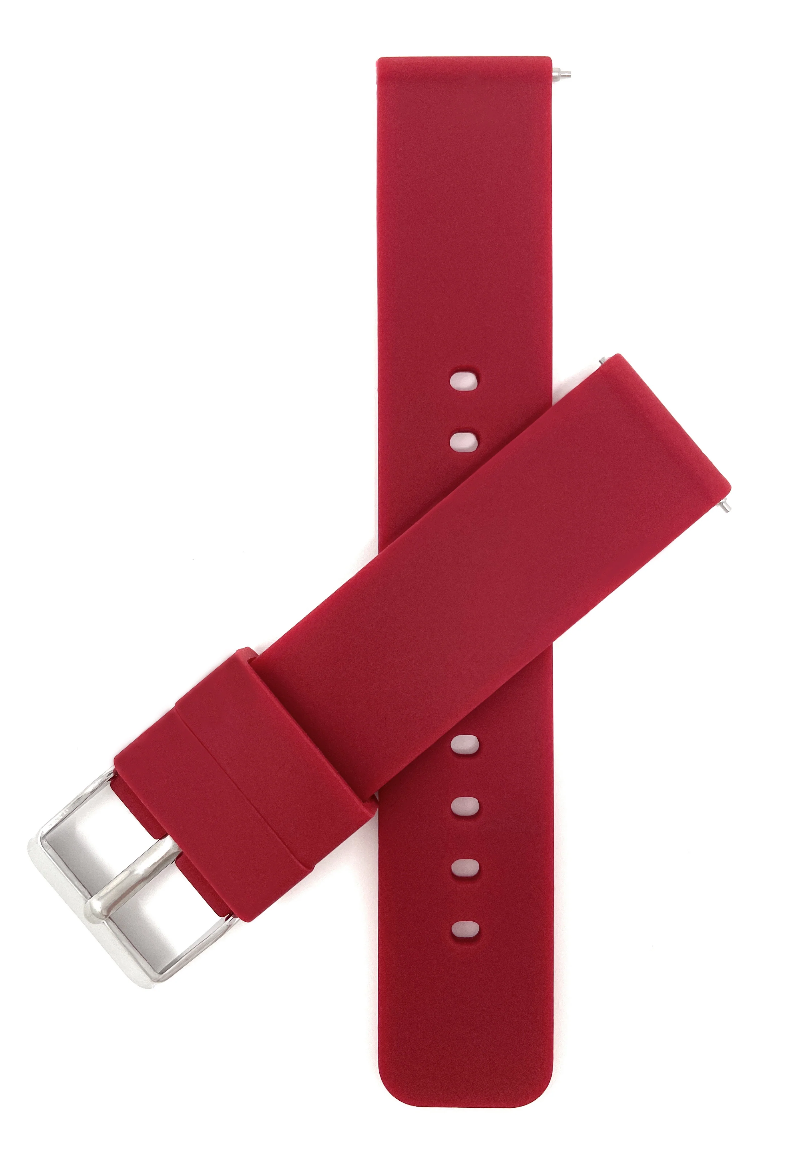 SIL.100 | Quick Release Slim Soft Rubber Silicone Watch Band - 22mm, Burgundy 22mm / Burgundy |  Dial - Image 3