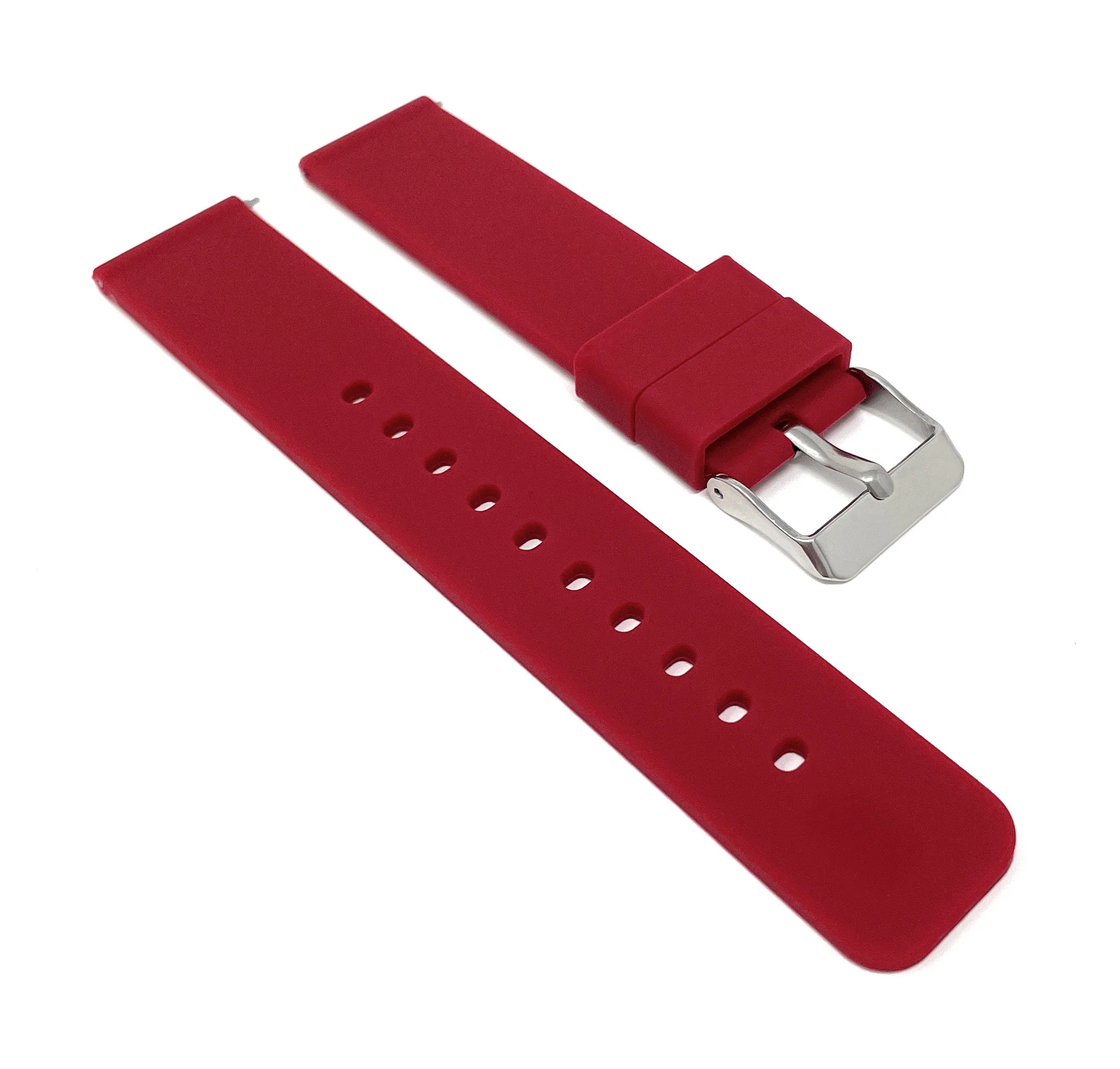 SIL.100 | Quick Release Slim Soft Rubber Silicone Watch Band - 22mm, Burgundy 22mm / Burgundy |  Dial - Image 4